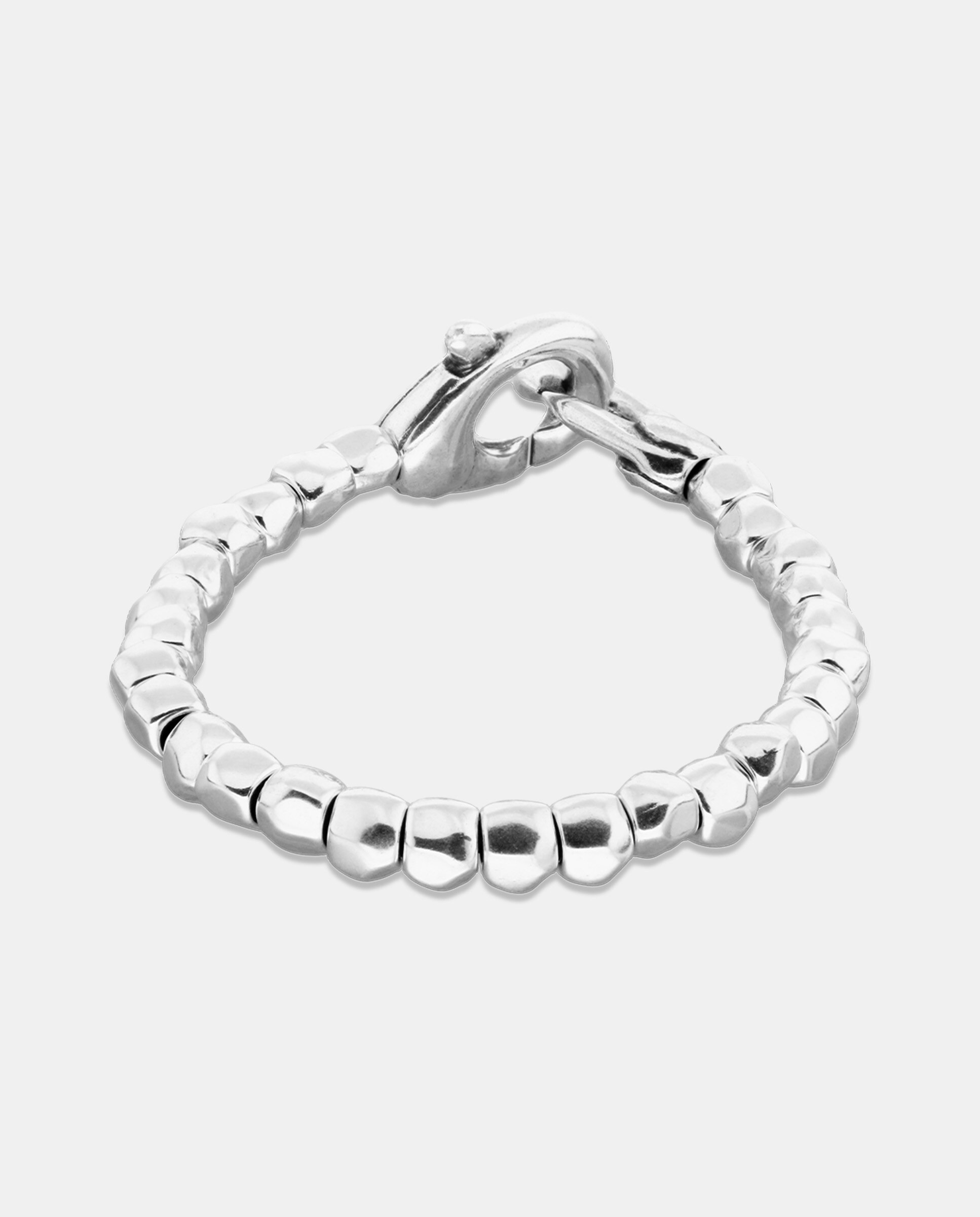 Pulseira de Bolas Banhada em Prata de Lei com Detalhe de Mosquetão Entrelaçado Prata-3
