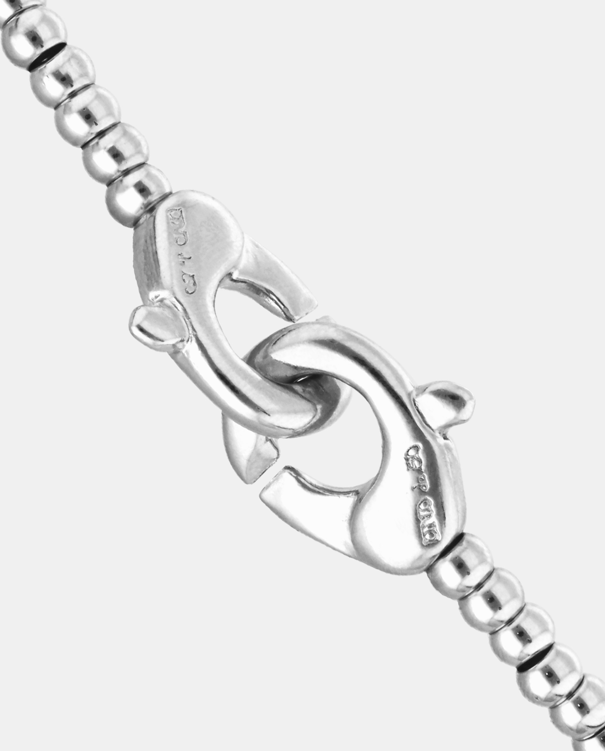 Pulseira de Bolas Pequenas Banhada em Prata de Lei com Mosquetão Entrelaçado Prata-4