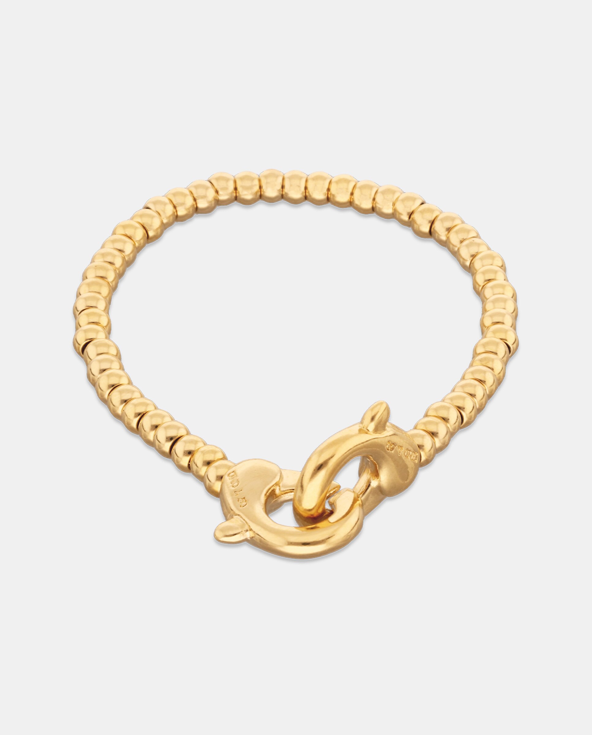 Pulseira de Bolas Pequenas Banhada a Ouro 18k com Mosquetão Dourado Entrelaçado Ouro-1