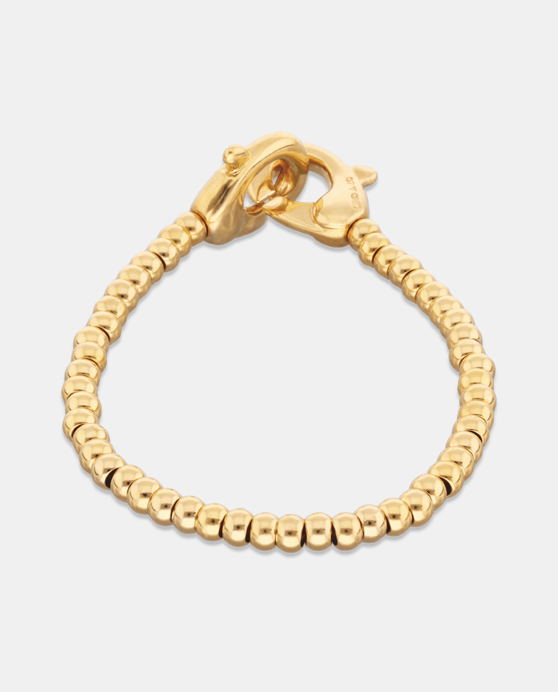 Pulseira de Bolas Pequenas Banhada a Ouro 18k com Mosquetão Dourado Entrelaçado Ouro-3