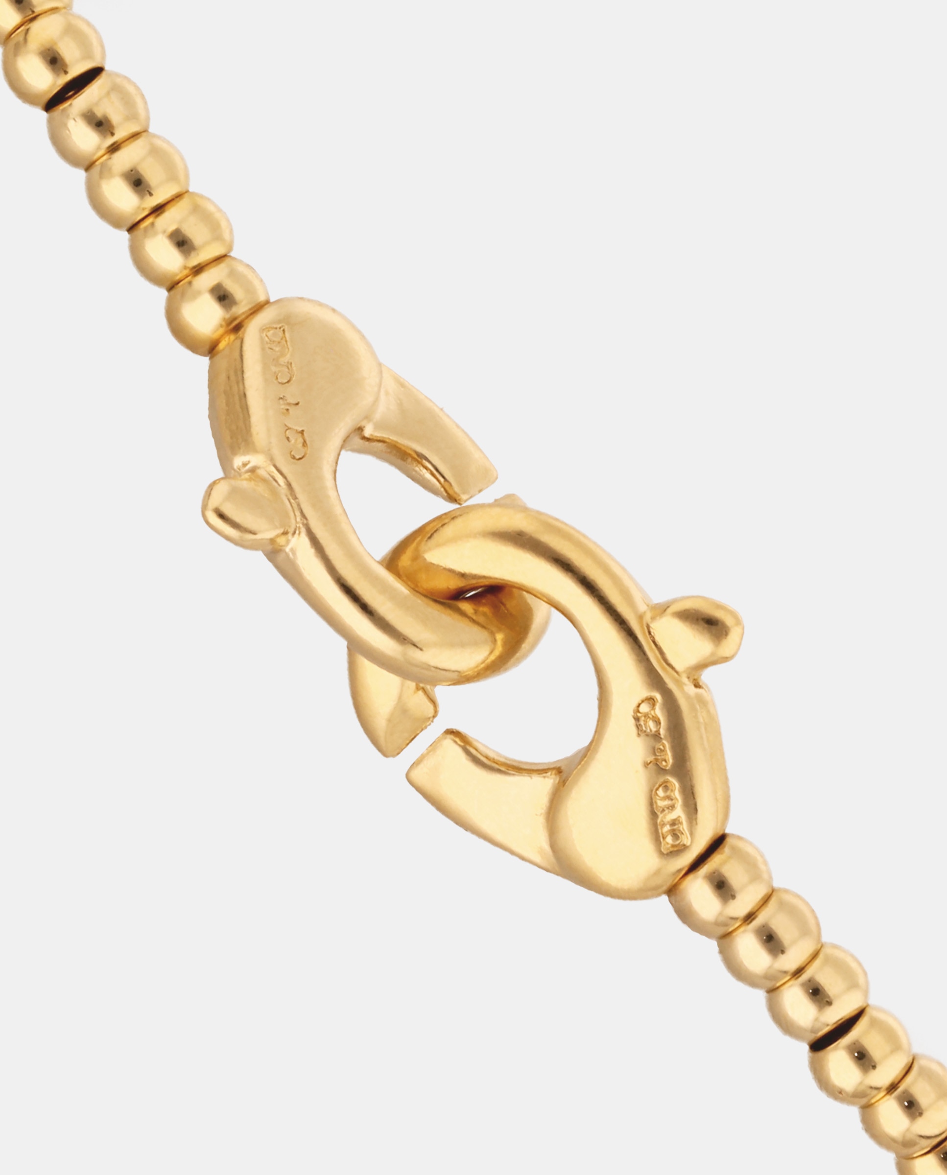 Pulseira de Bolas Pequenas Banhada a Ouro 18k com Mosquetão Dourado Entrelaçado Ouro-4
