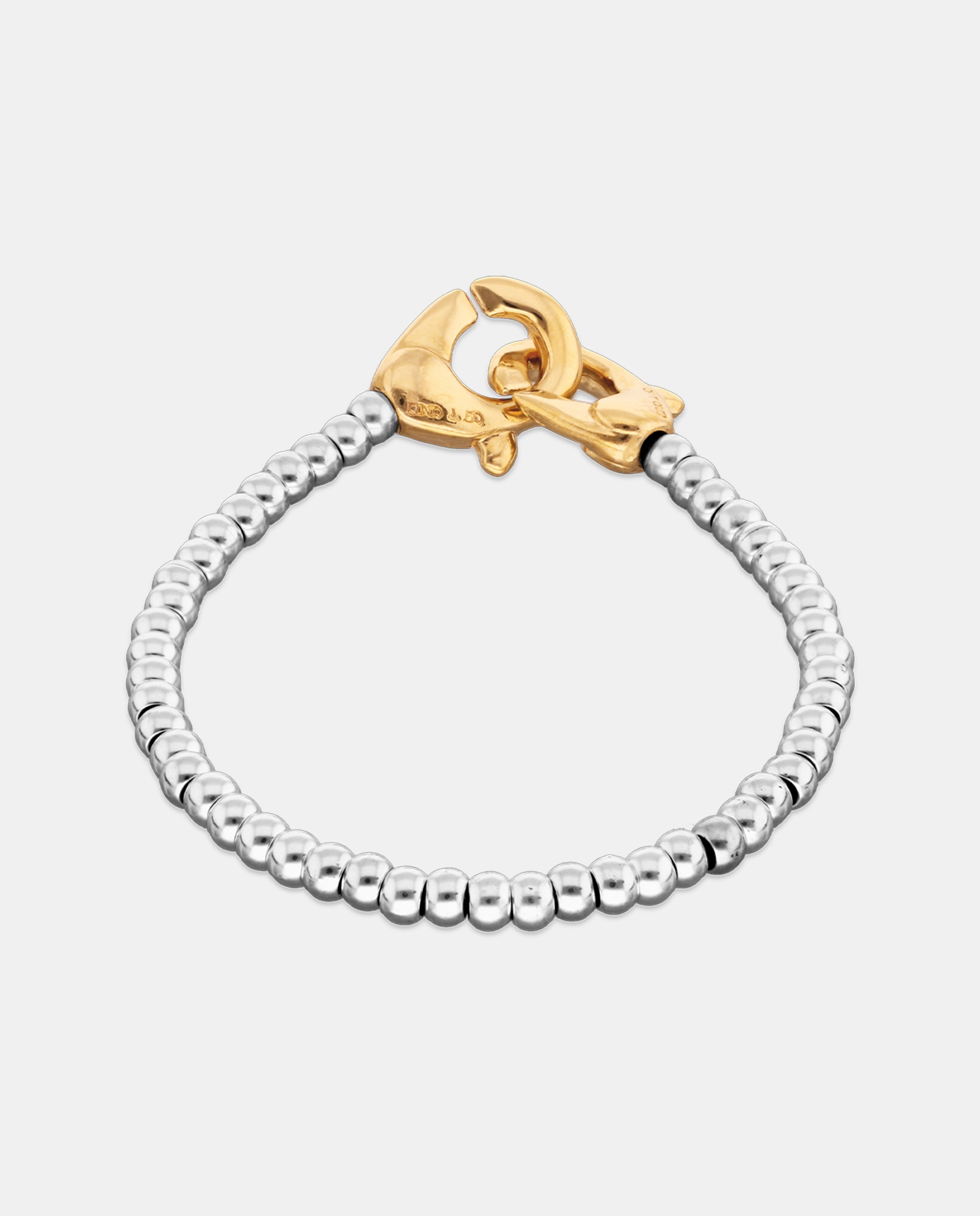 Pulseira de Bolas Pequenas Banhada em Prata de Lei com Detalhe de Mosquetão Banhado em Ouro 18k Prata-3