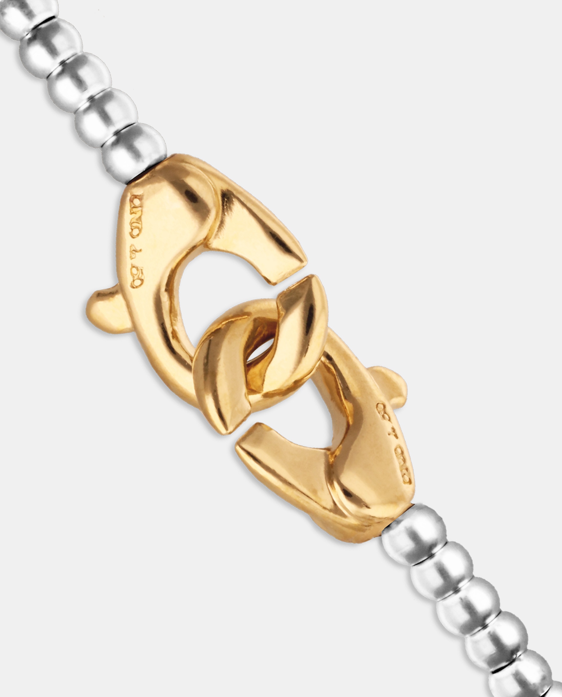 Pulseira de Bolas Pequenas Banhada em Prata de Lei com Detalhe de Mosquetão Banhado em Ouro 18k Prata-4