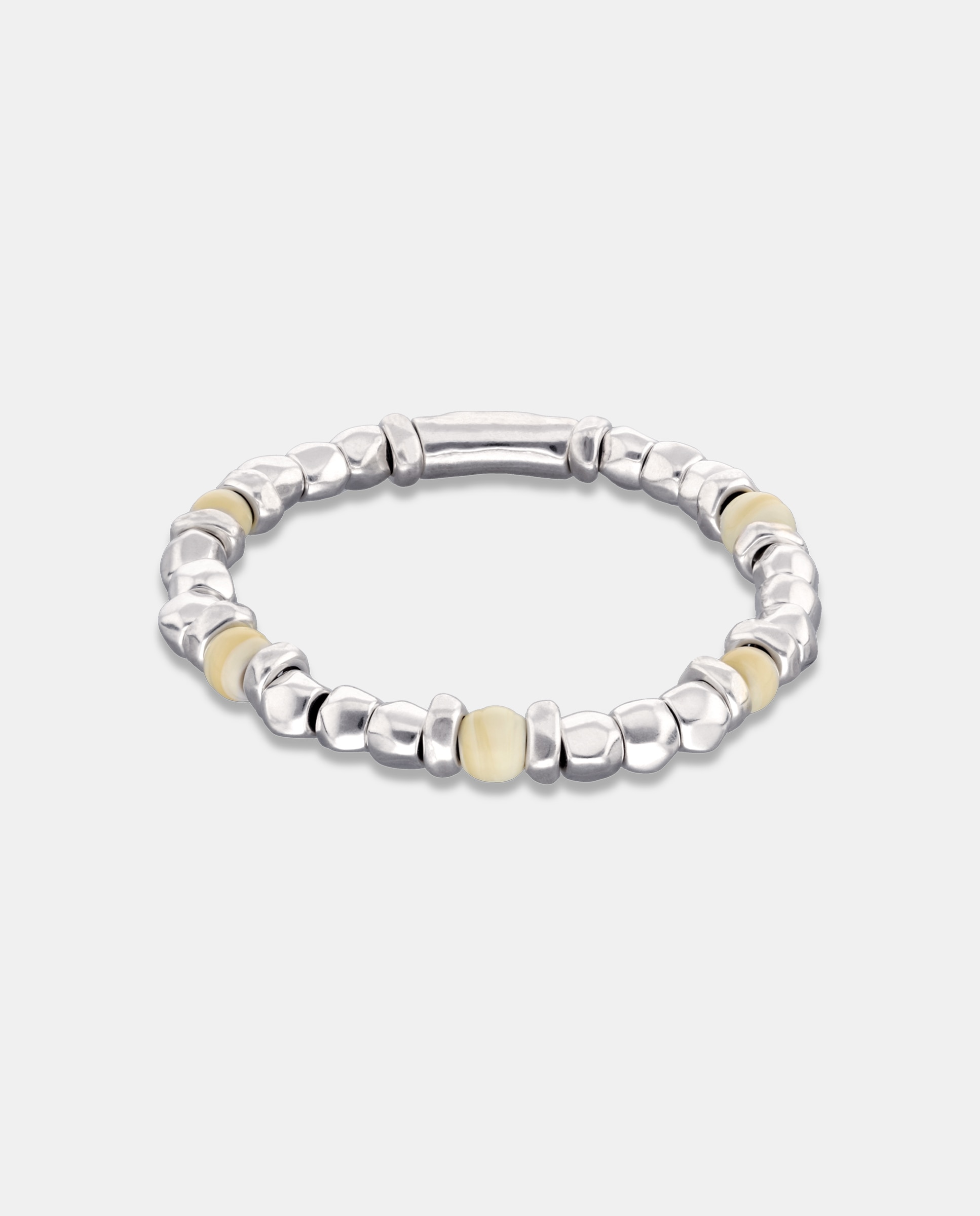 Imagem 0 de Pulseira de Bolas Banhada em Prata de Lei com Cristal de Murano em Marfim
