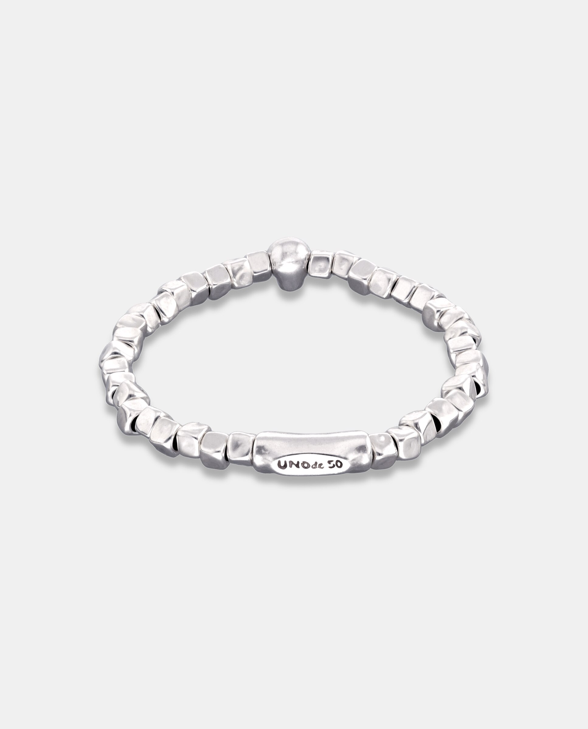 Pulseira Elástica Banhada em Prata de Lei com Detalhe de Caveira Prata-3
