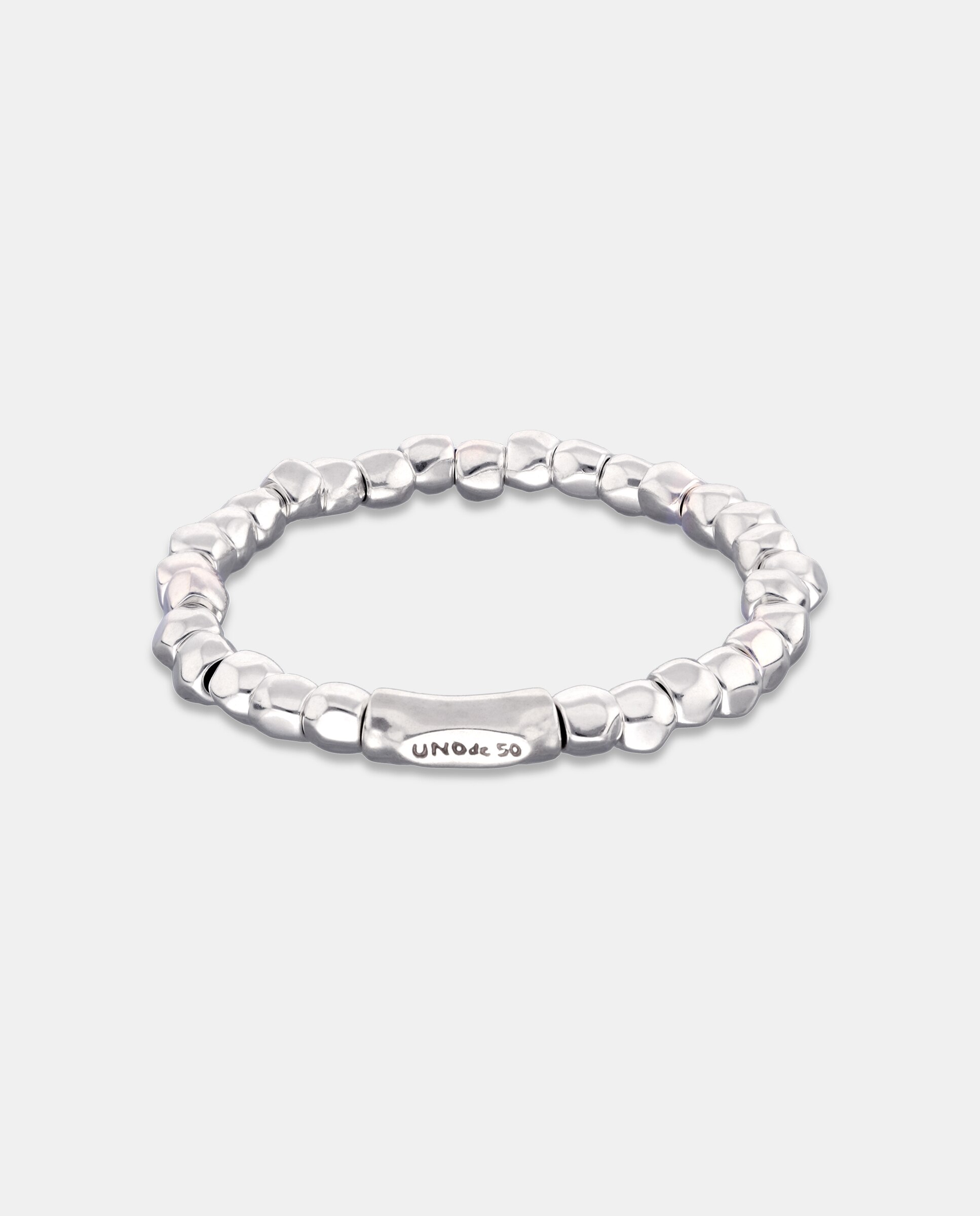 Pulseira Elástica de Contas Banhada em Prata de Lei Prata-3