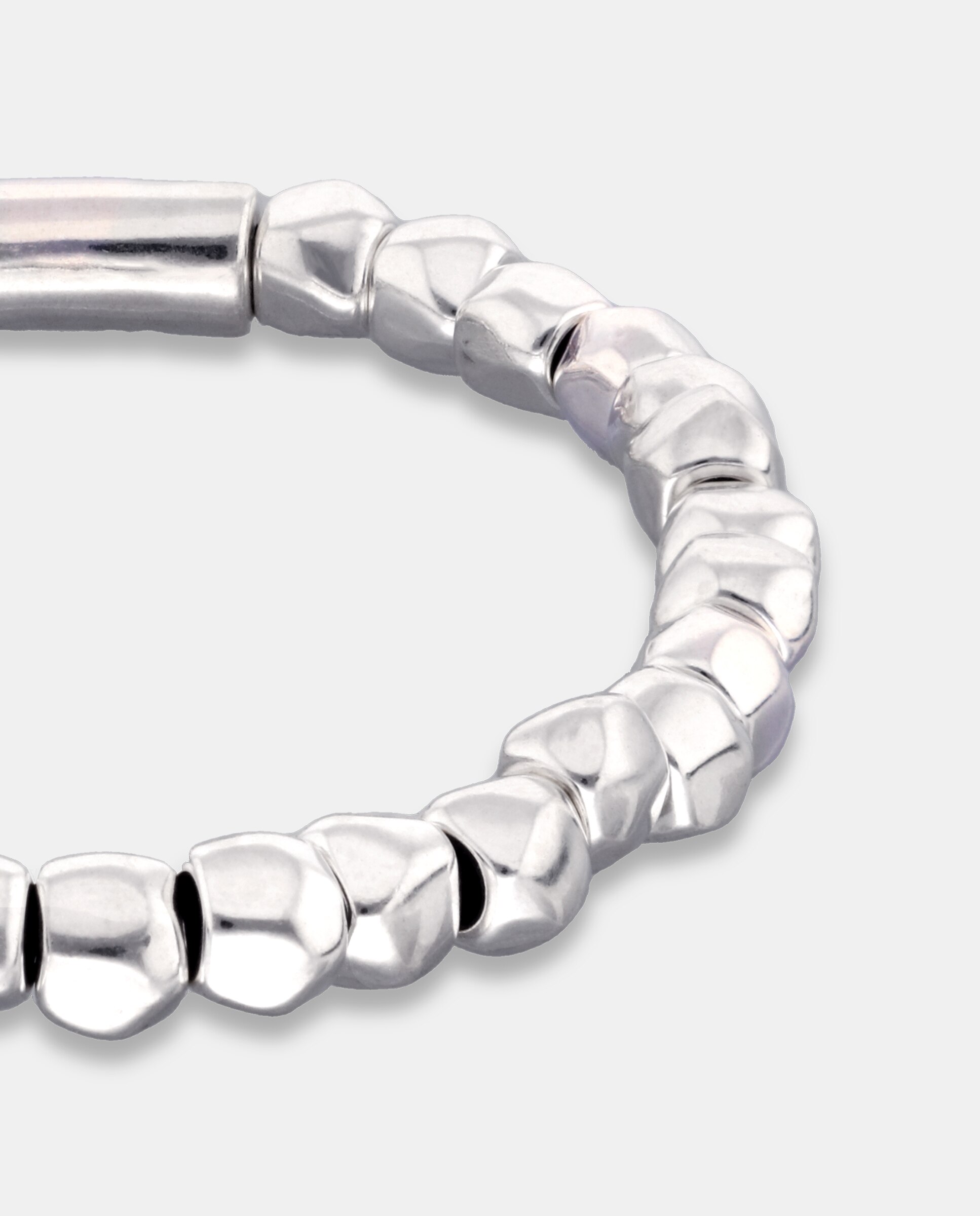 Pulseira Elástica de Contas Banhada em Prata de Lei Prata-4
