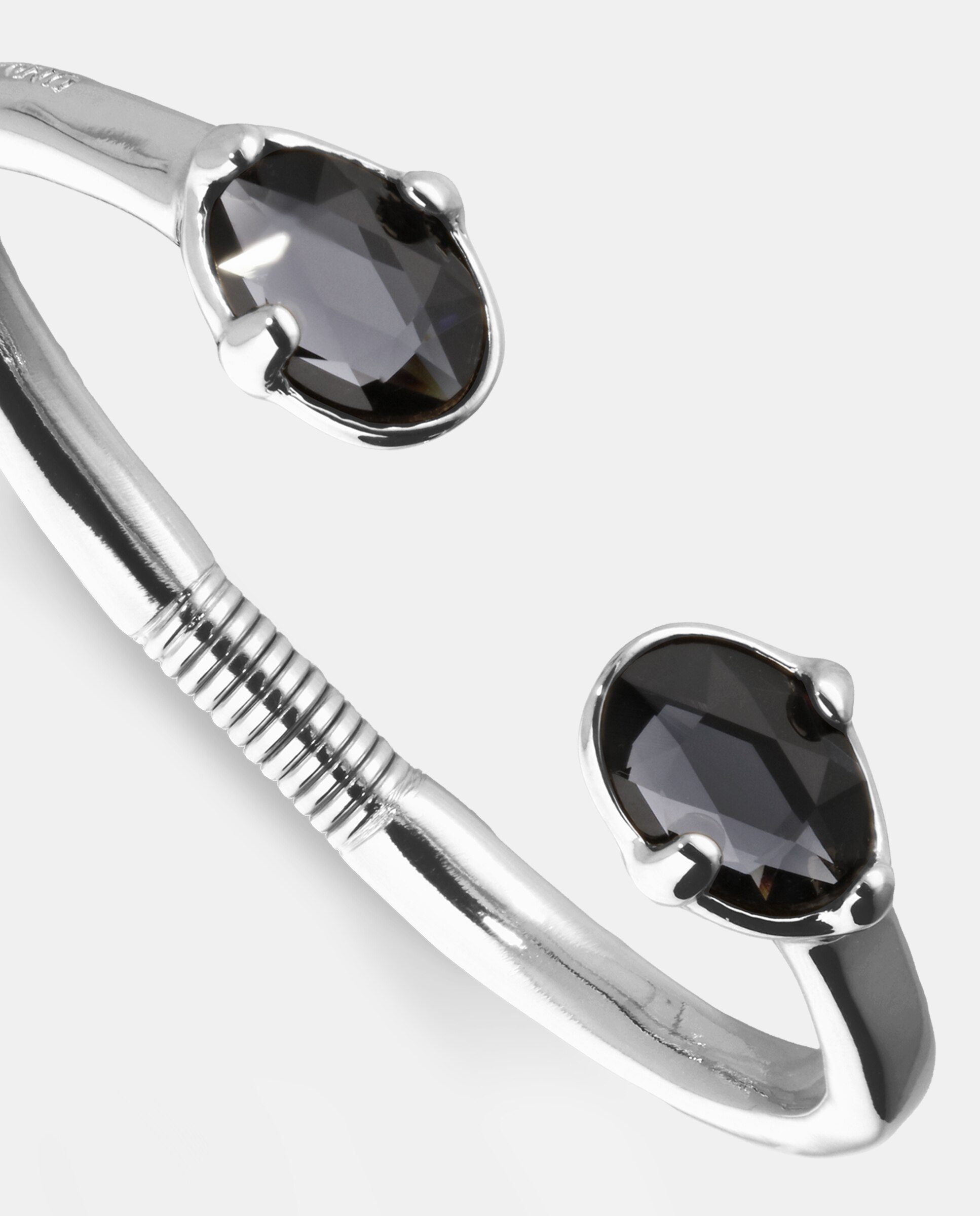 Pulseira Rígida Banhada em Prata de Lei e Cristais S Prata-4