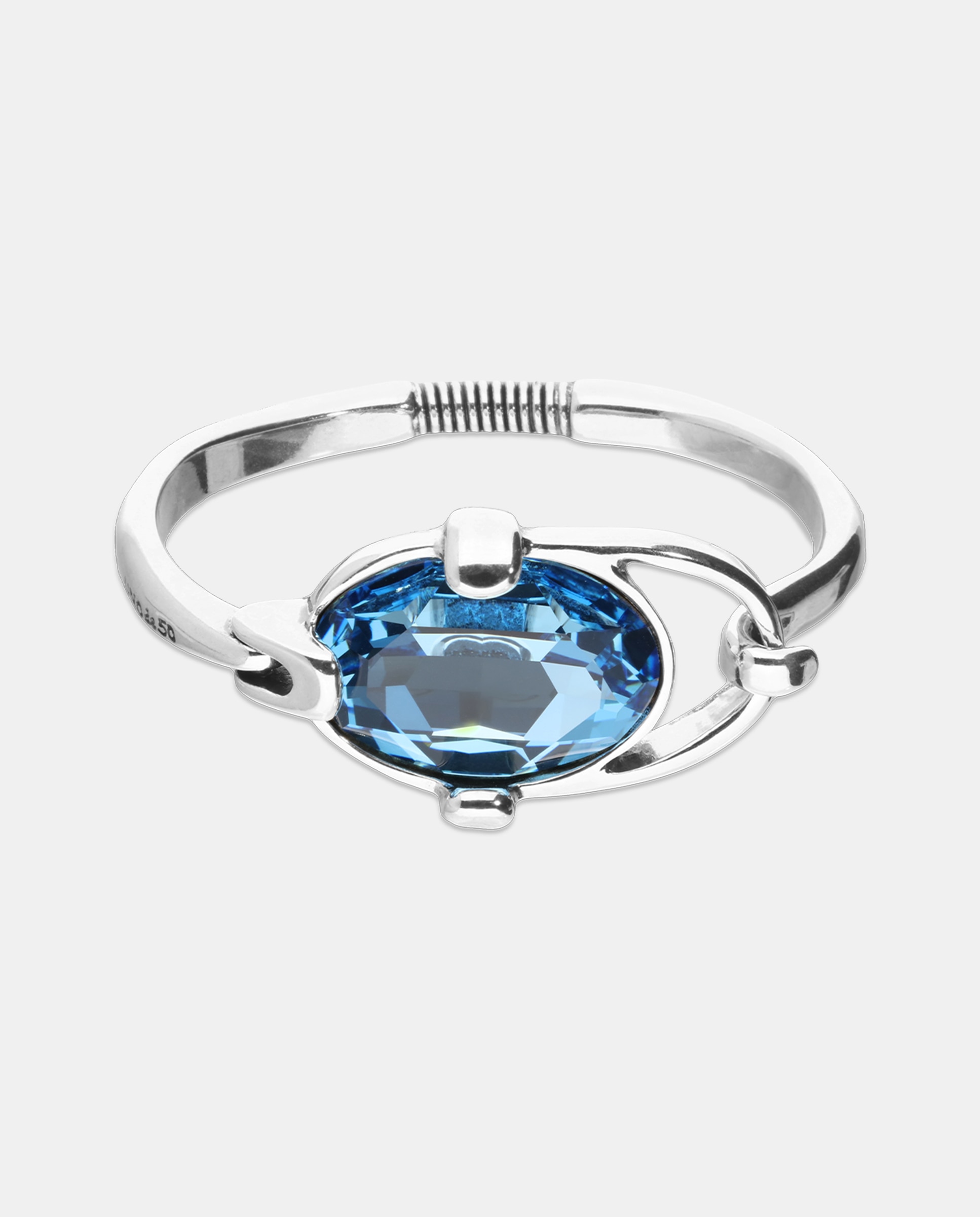 Pulseira Rígida Banhada em Prata de Lei com Cristal Facetado Prata-1