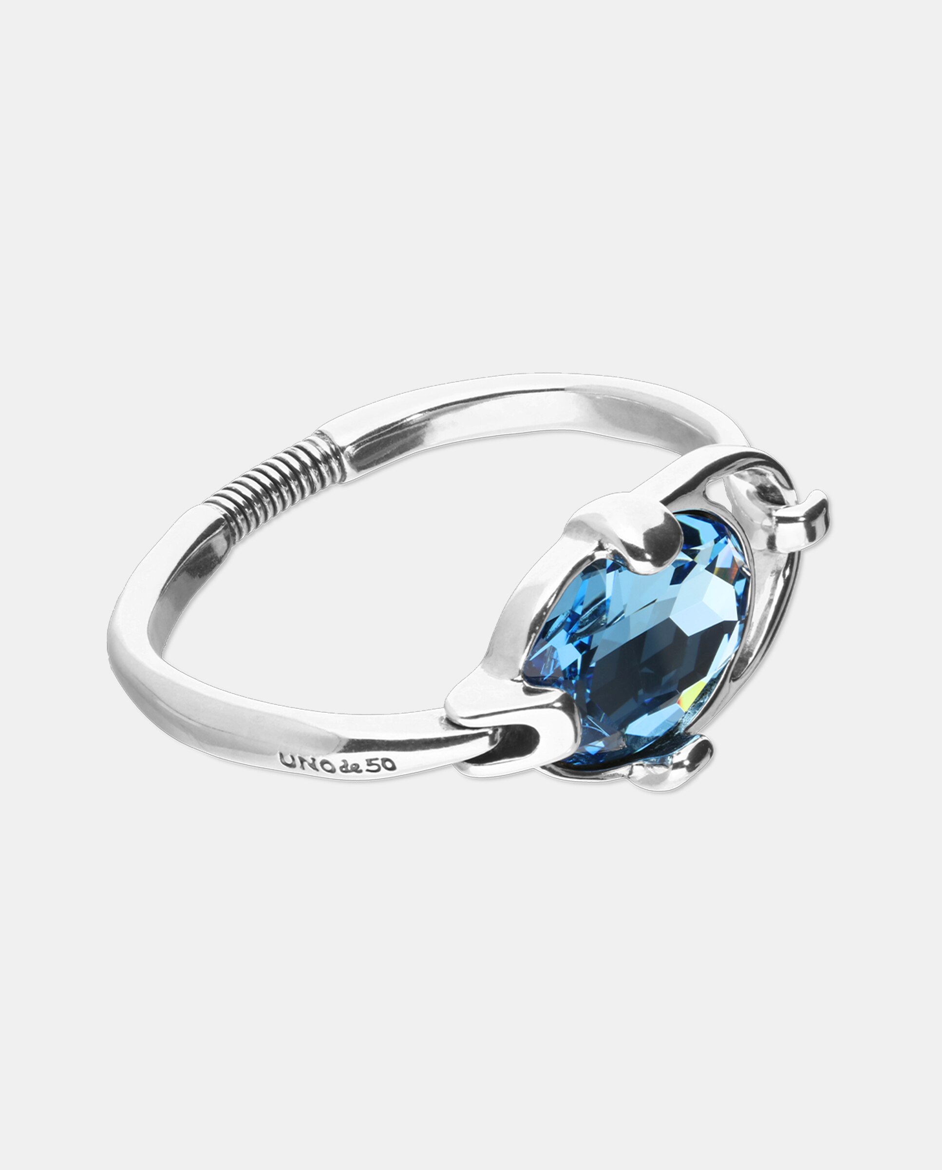 Pulseira Rígida Banhada em Prata de Lei com Cristal Facetado Prata-3