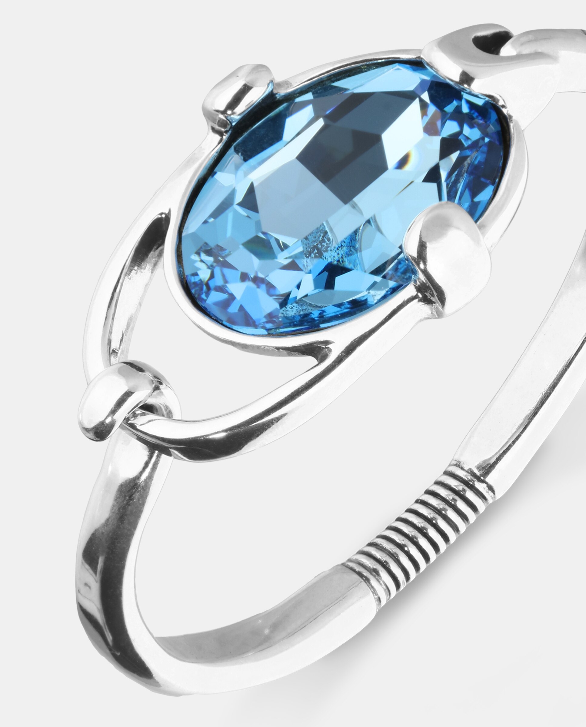 Pulseira Rígida Banhada em Prata de Lei com Cristal Facetado Prata-4