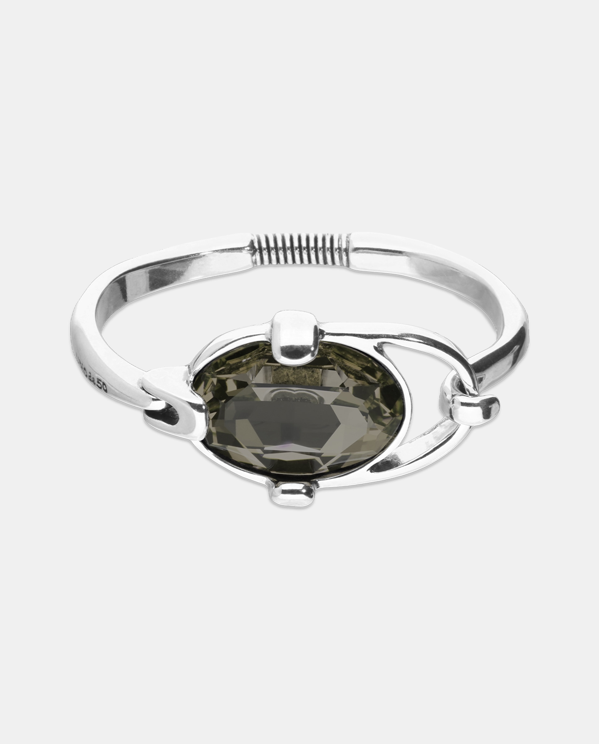 Pulseira Rígida Banhada em Prata de Lei com Cristal Facetado Prata-1