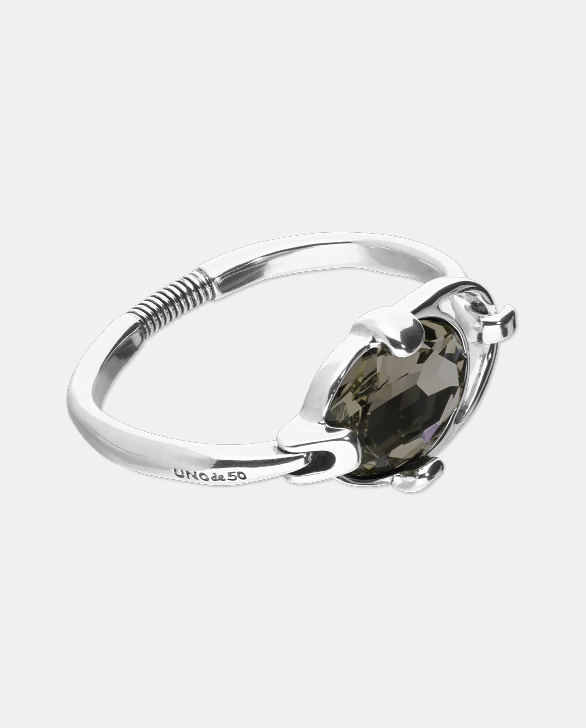 Pulseira Rígida Banhada em Prata de Lei com Cristal Facetado Prata-3