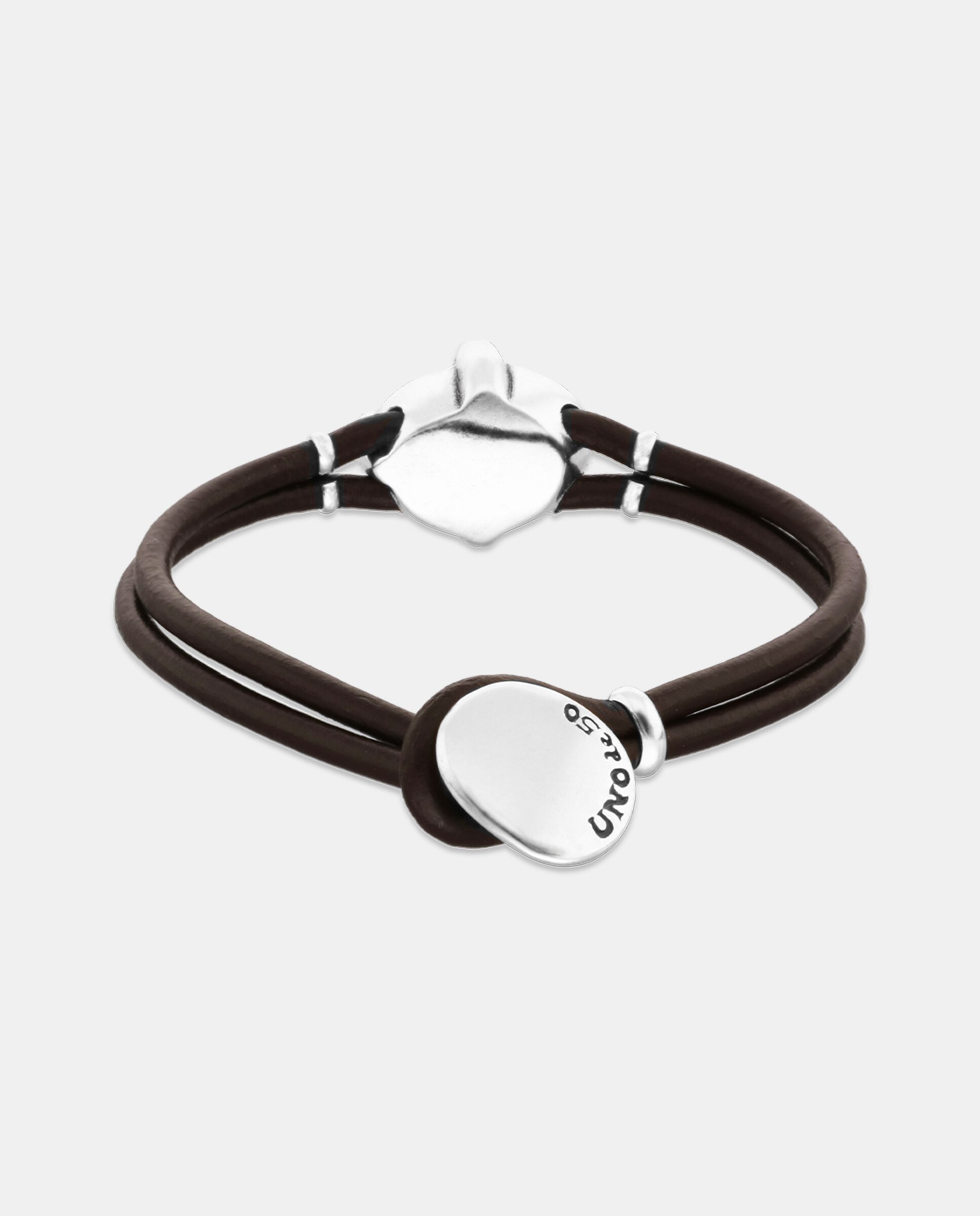 Pulseira de Couro com Cristal Facetado Prata-3