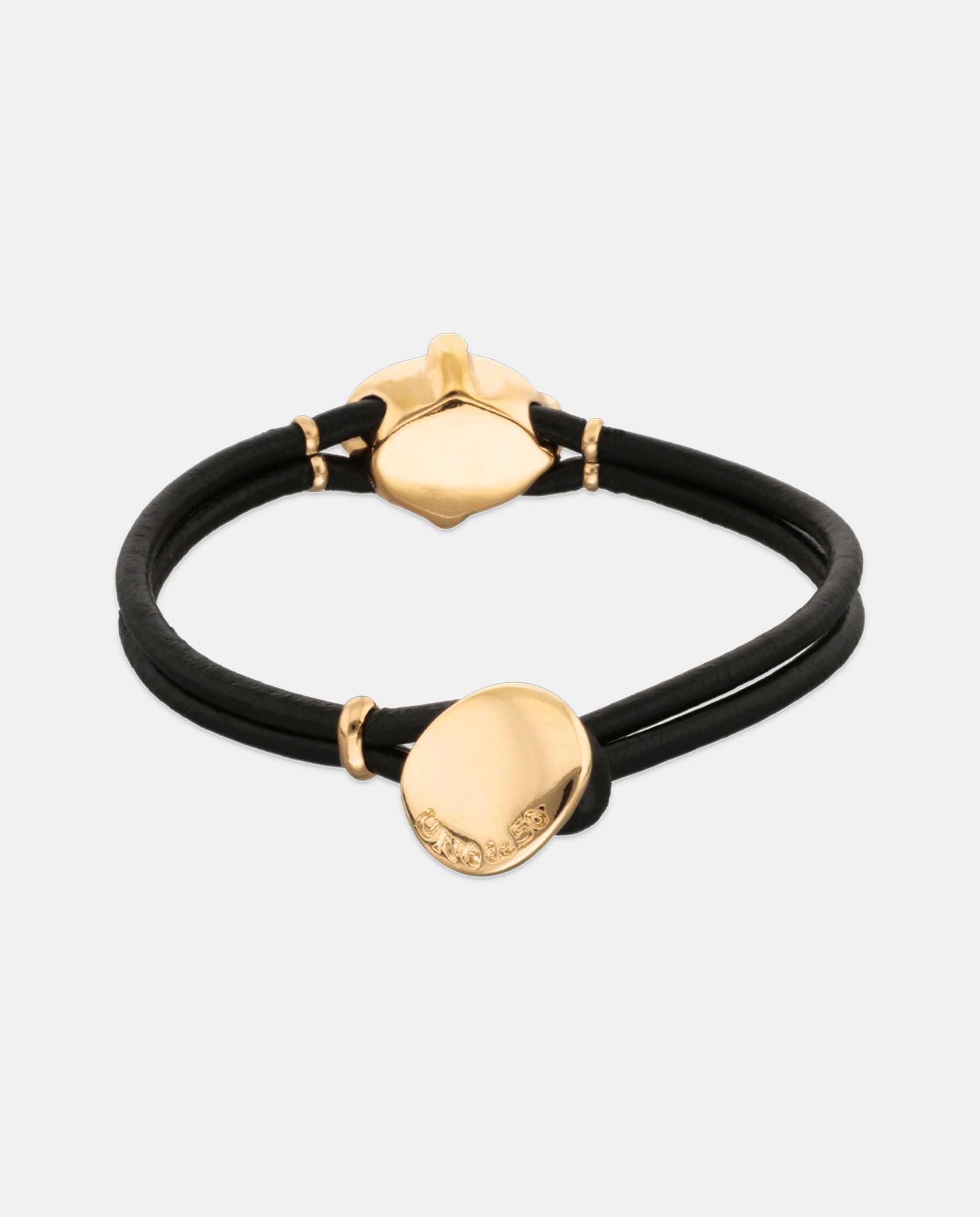 Pulseira de Couro com Cristal Facetado em Preto Ouro-3