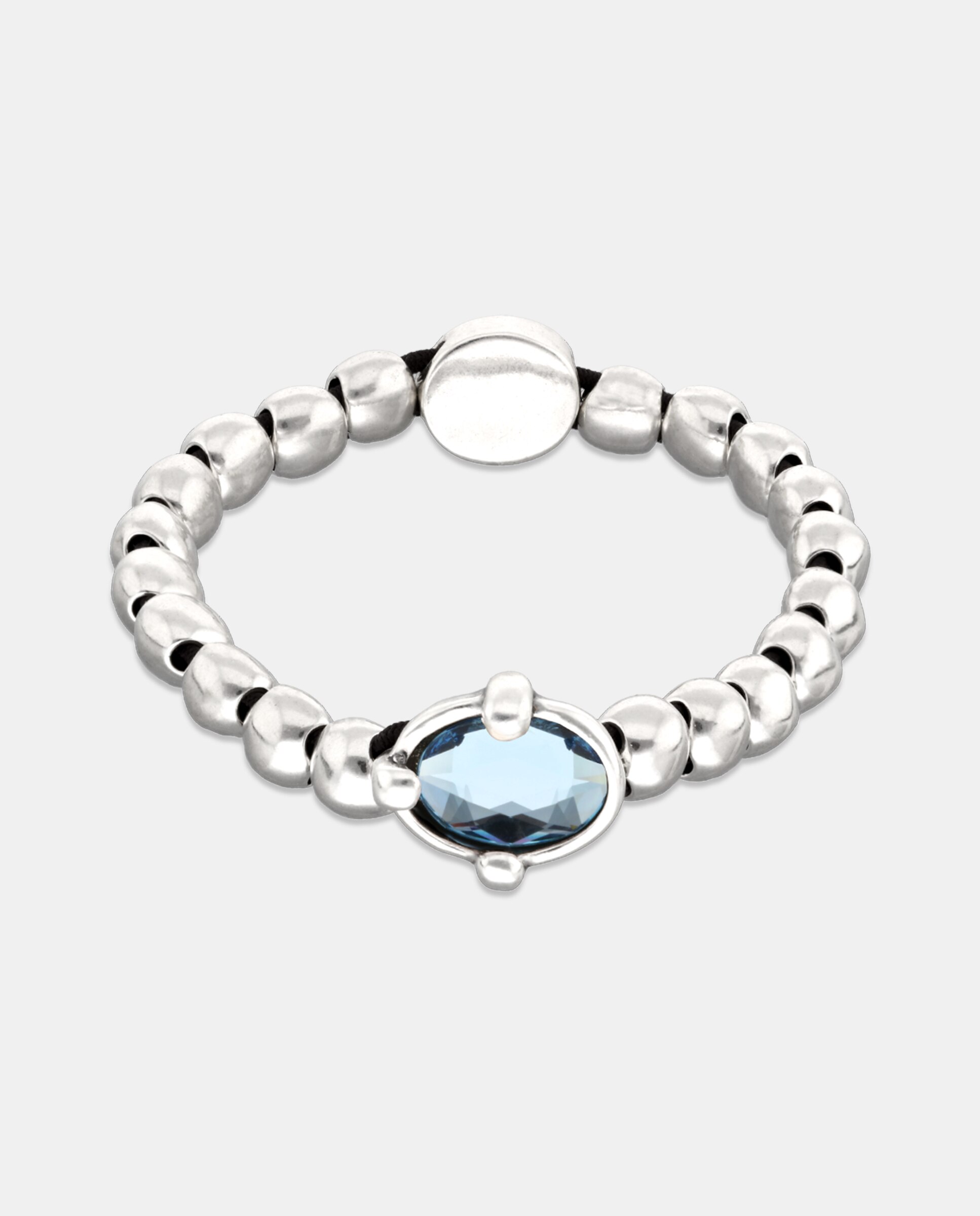 Pulseira Elástica de Bolas Banhada em Prata com Cristal Facetado Prata-1
