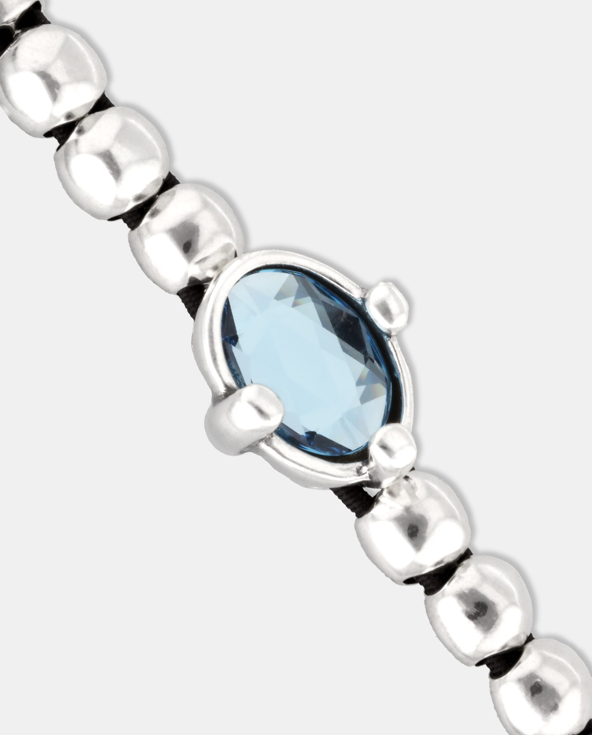 Pulseira Elástica de Bolas Banhada em Prata com Cristal Facetado Prata-4