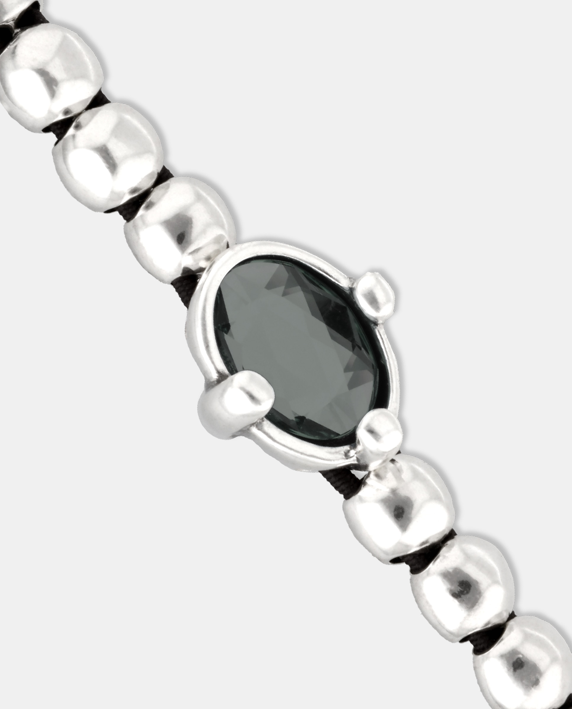 Pulseira Elástica de Bolas Banhada em Prata com Cristal Facetado Prata-4