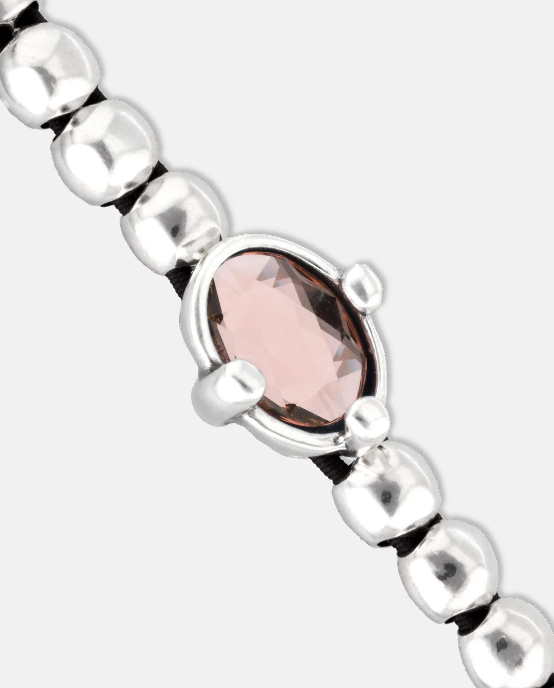 Pulseira Elástica de Bolas Banhada em Prata com Cristal Facetado Prata-4