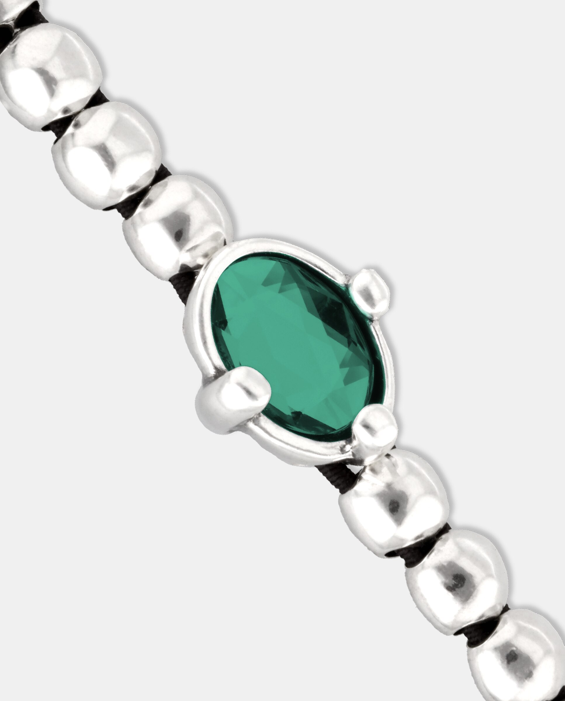 Pulseira Elástica de Bolas Banhada em Prata com Cristal Facetado Prata-4