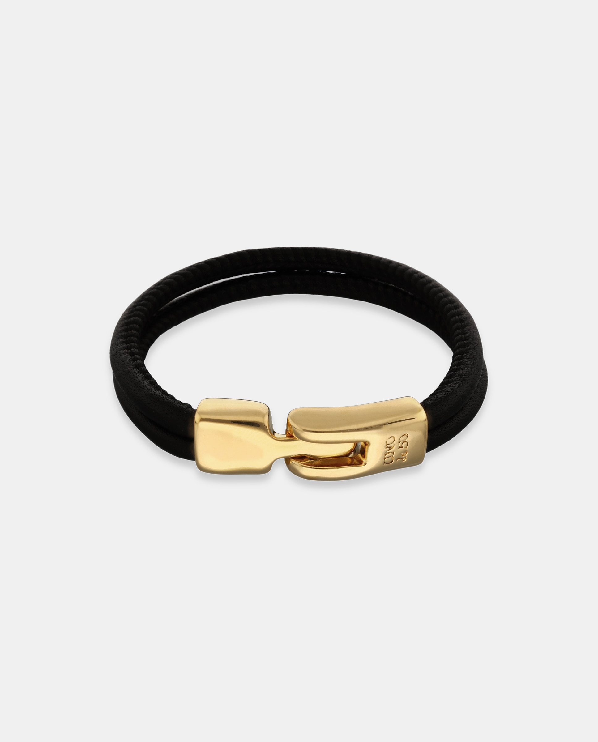 Imagem 0 de Pulseira de Couro em Preto com Fecho Banhado a Ouro 18k