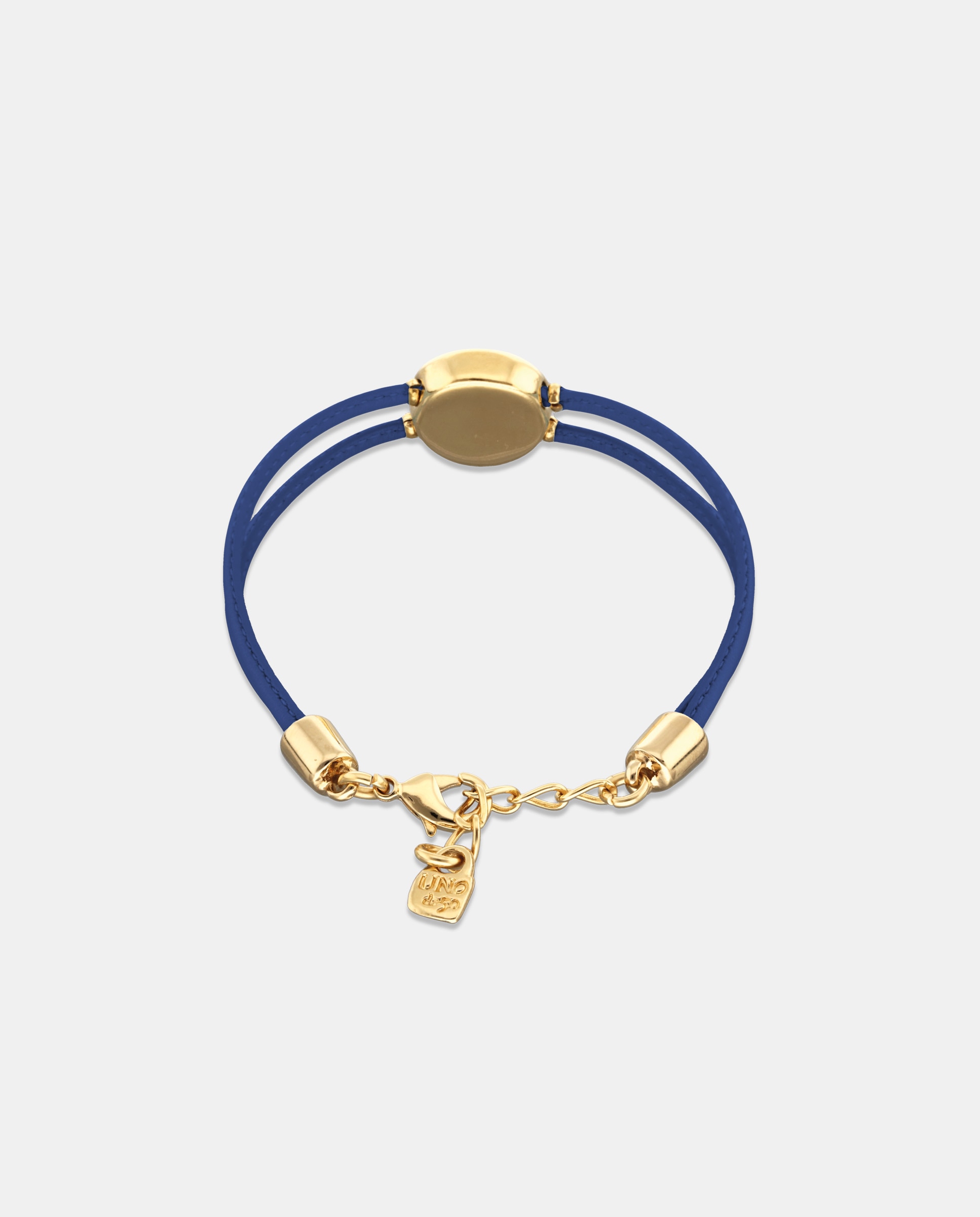 Pulseira de Couro Duplo Escuro com Detalhe de Olho Banhado em Ouro 18k e Cristal Ouro-3
