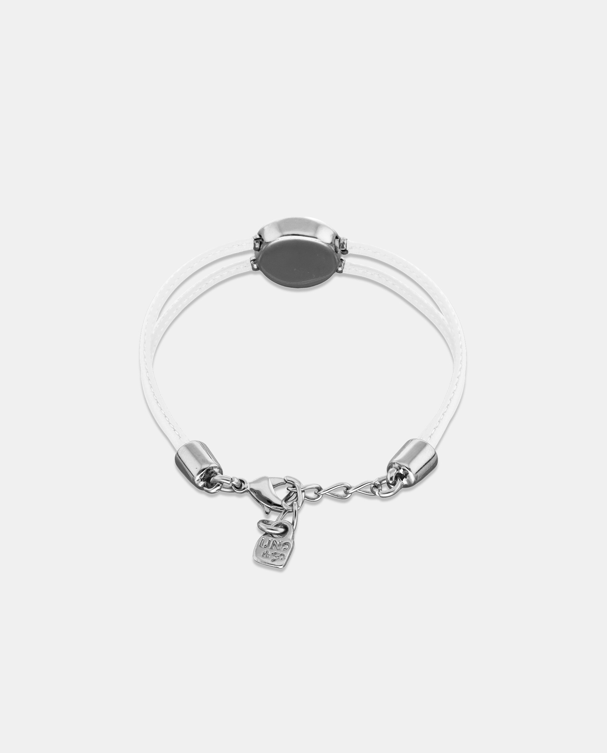 Pulseira de Couro Duplo com Detalhe de Olho Banhado a Prata e Cristal Prata-3