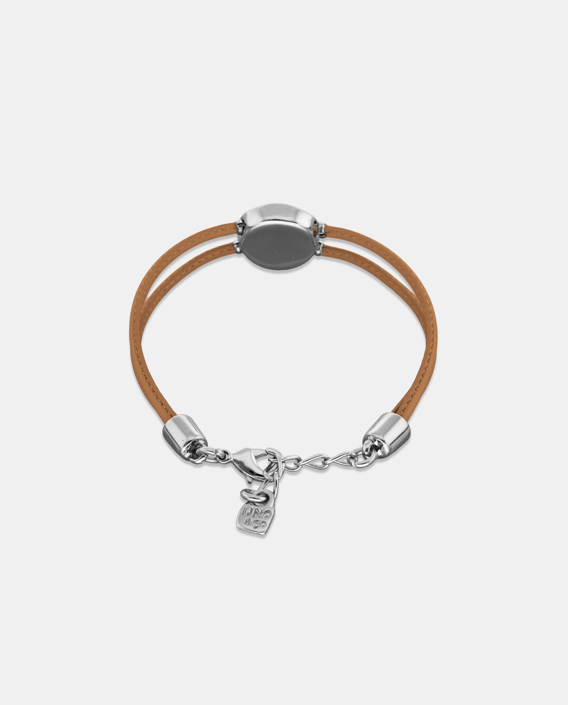 Pulseira de Couro Duplo com Detalhe de Olho Banhado a Prata e Cristal Prata-3