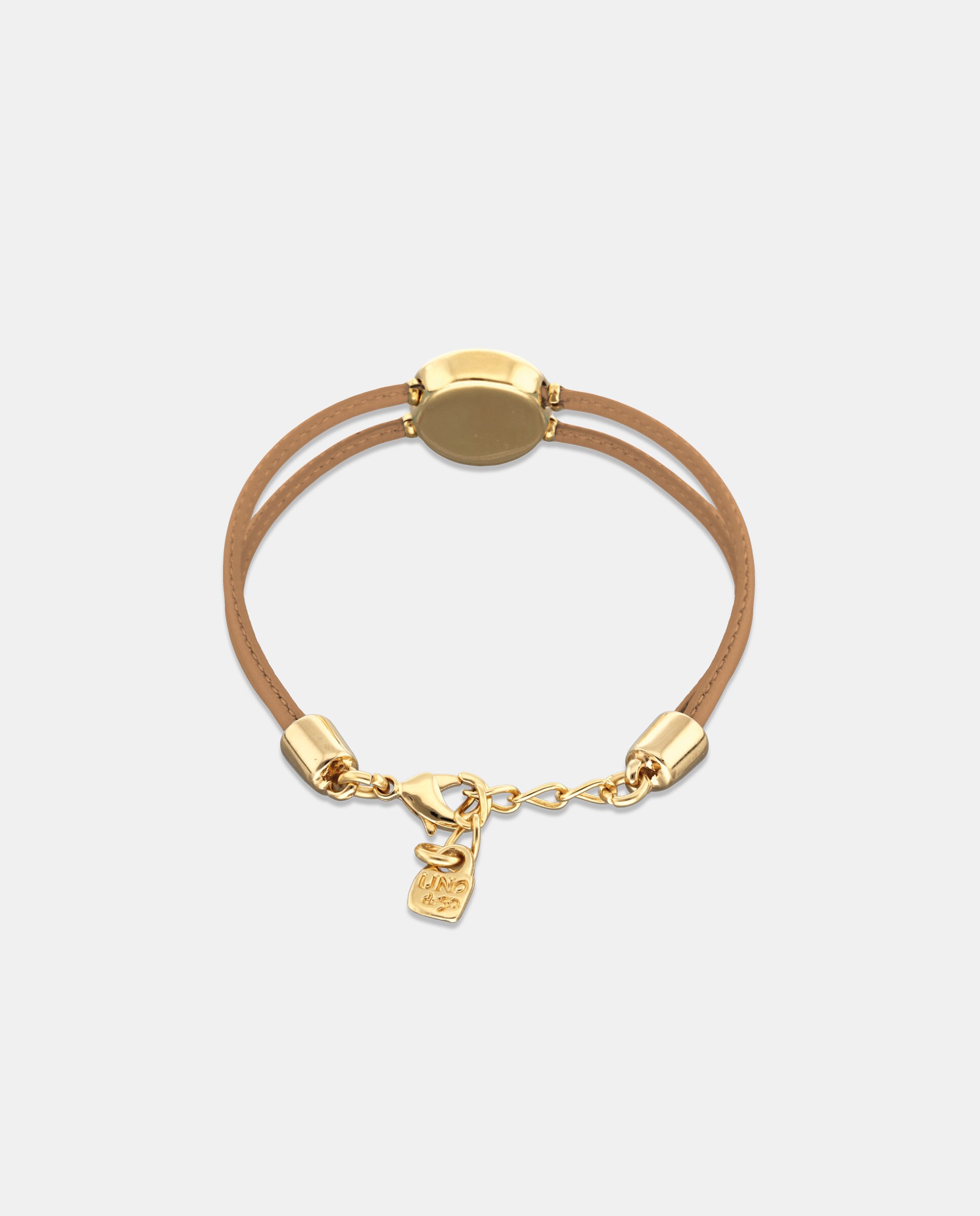 Pulseira de Couro Duplo com Detalhe de Olho Banhado a Ouro 18k e Cristal Ouro-4
