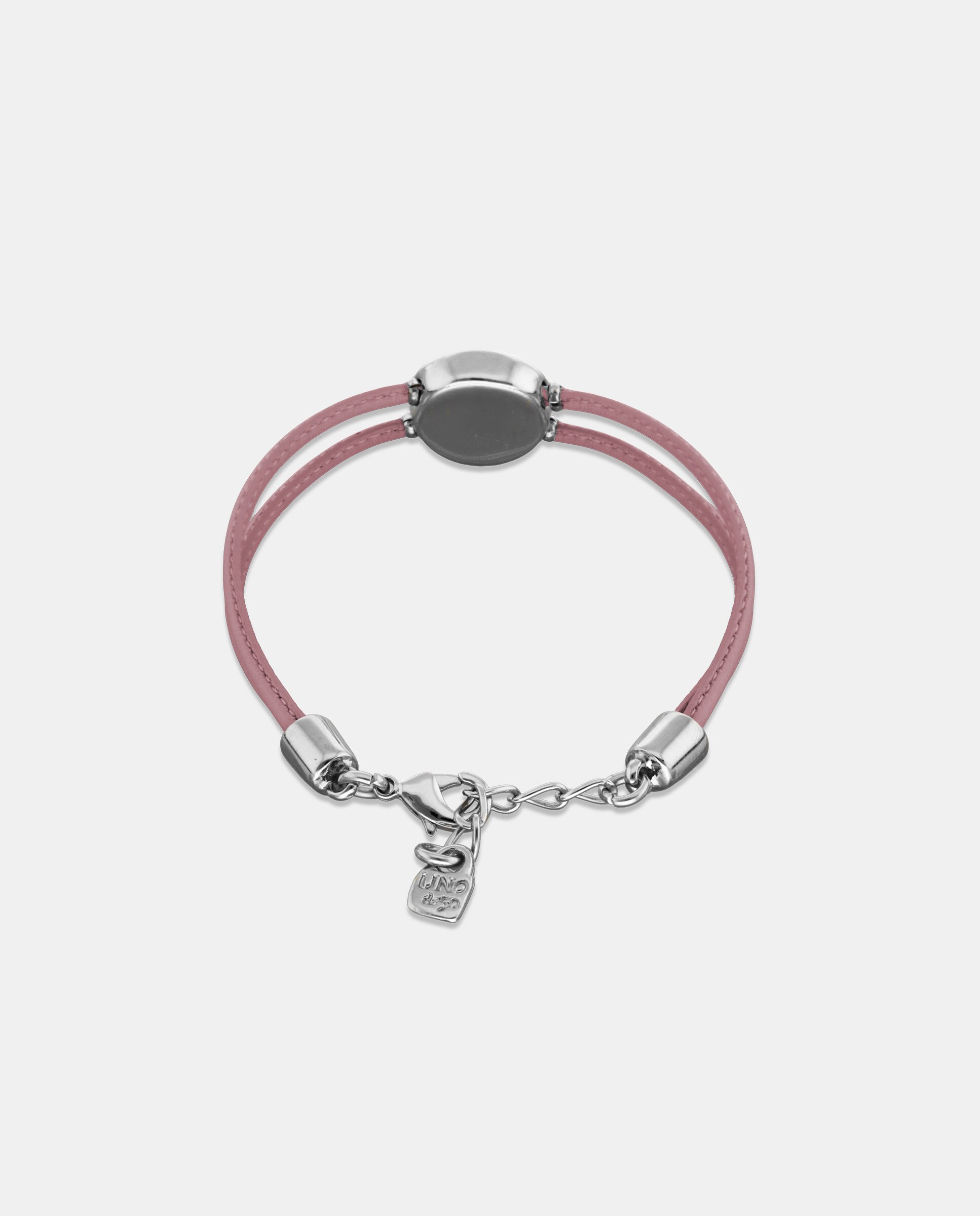 Pulseira de Couro Duplo Lilás com Detalhe de Olho Banhado em Prata e Cristal Prata-3