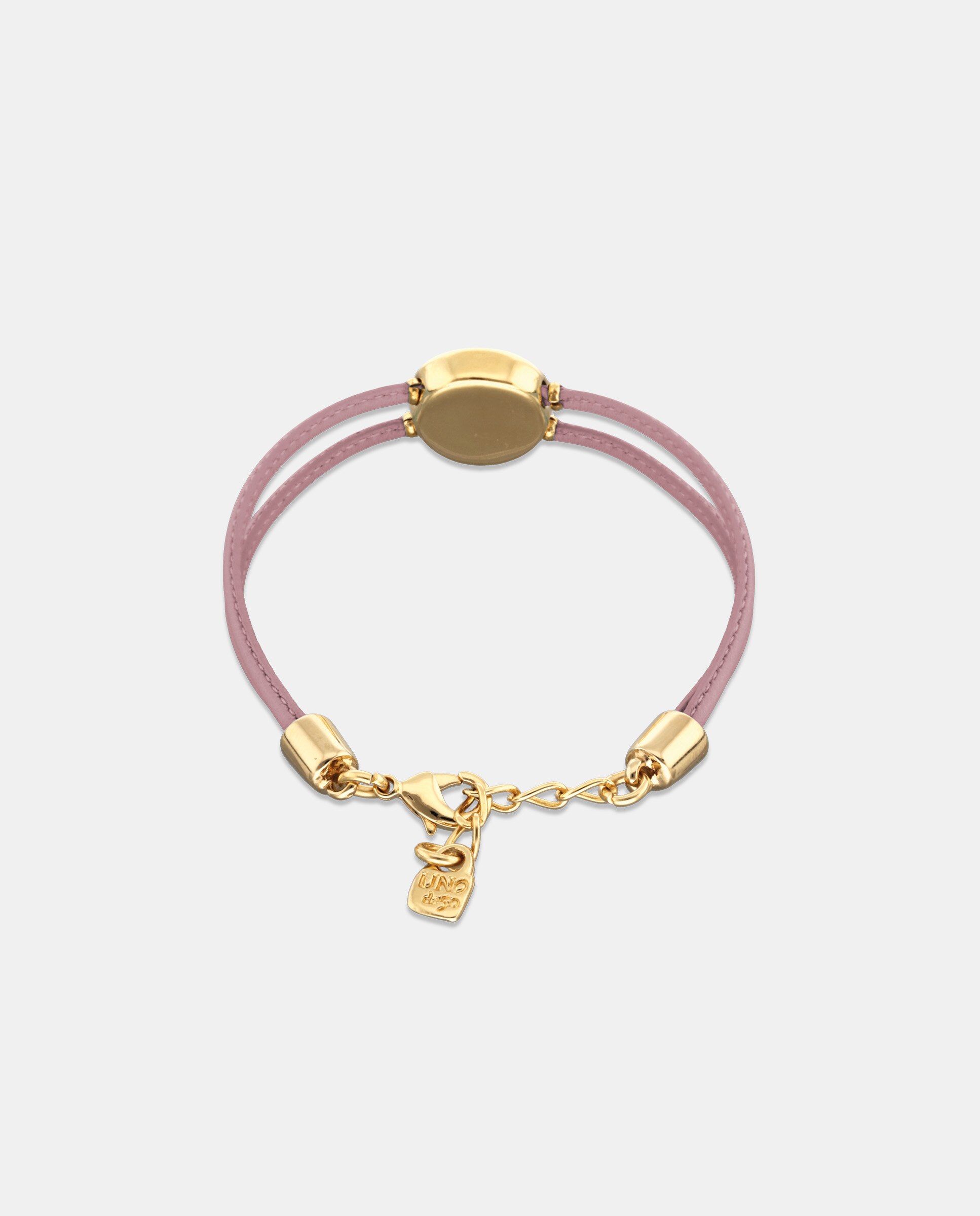 Pulseira de Couro Duplo Lilás com Detalhe de Olho Banhado a Ouro 18k e Cristal Ouro-2