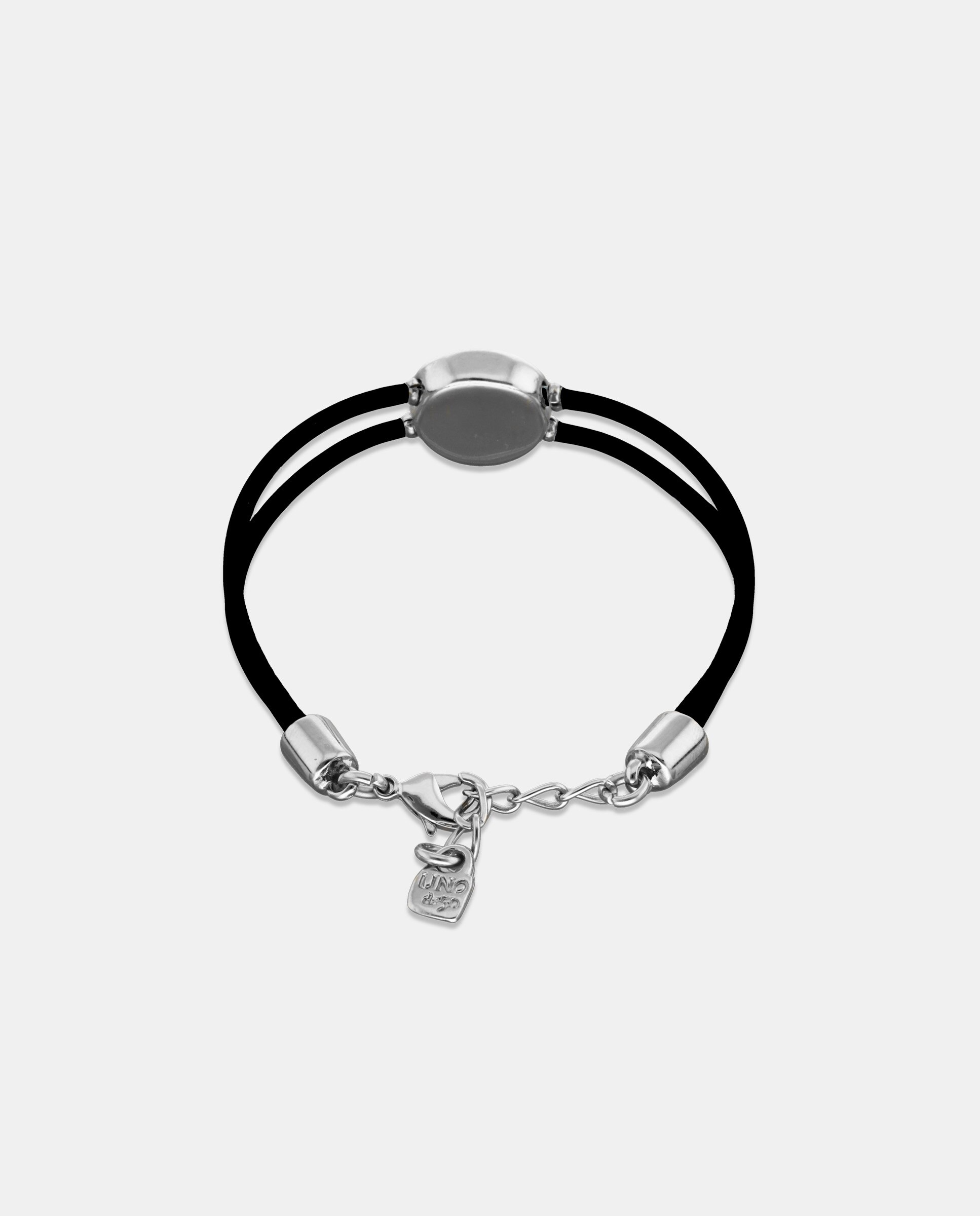 Pulseira de Couro Duplo com Detalhe de Olho Banhado a Prata e Cristal Prata-3