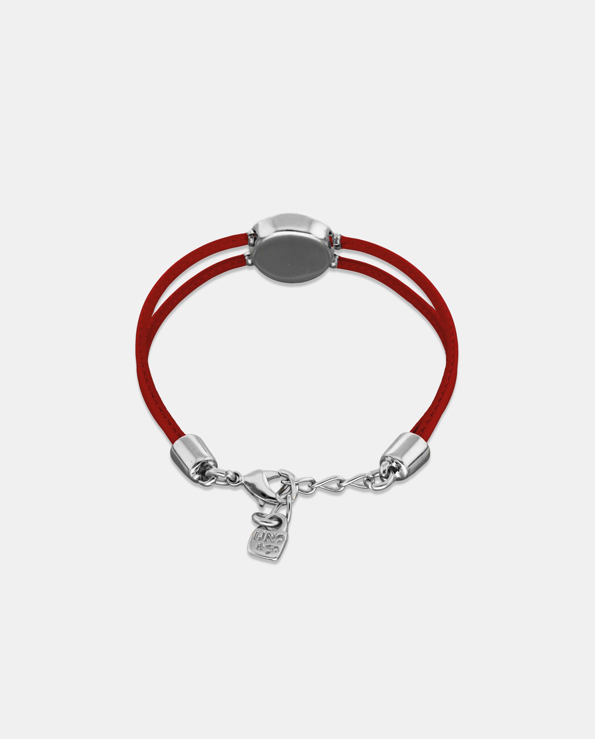 Pulseira de Couro Vermelha com Detalhe de Olho Banhado em Prata e Cristal Prata-3
