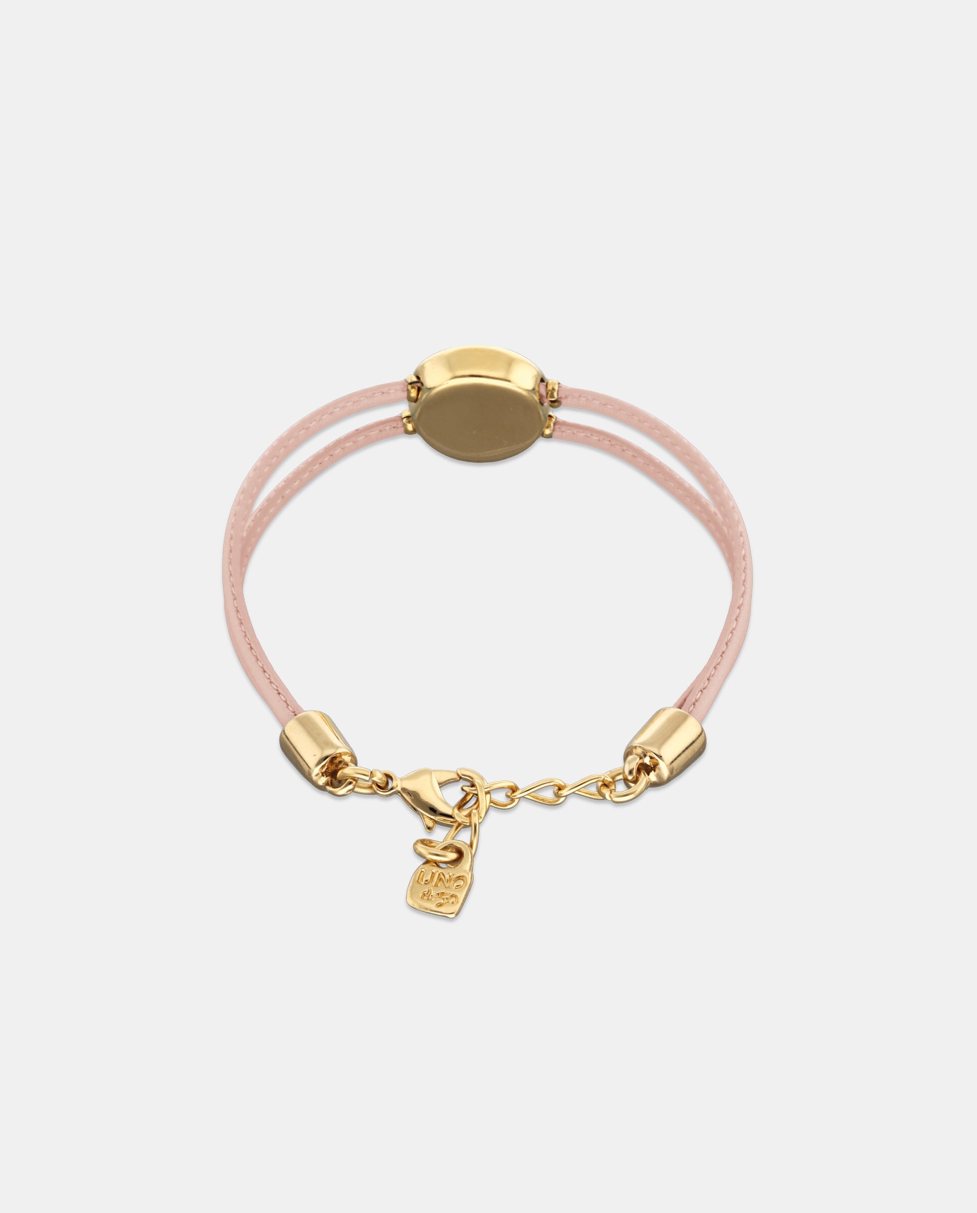 Pulseira de Couro Claro com Detalhe de Olho Banhado a Ouro 18k e Cristal Ouro-3