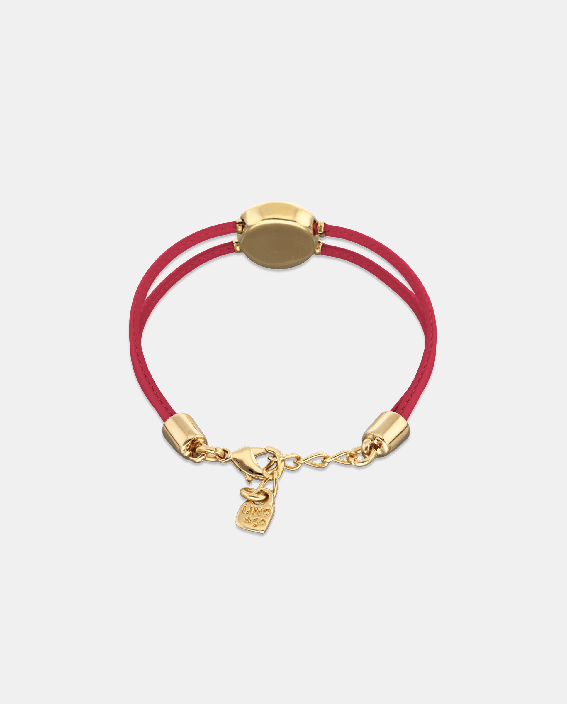 Pulseira de Couro Escuro com Detalhe de Olho Banhado a Ouro 18k e Cristal Ouro-2