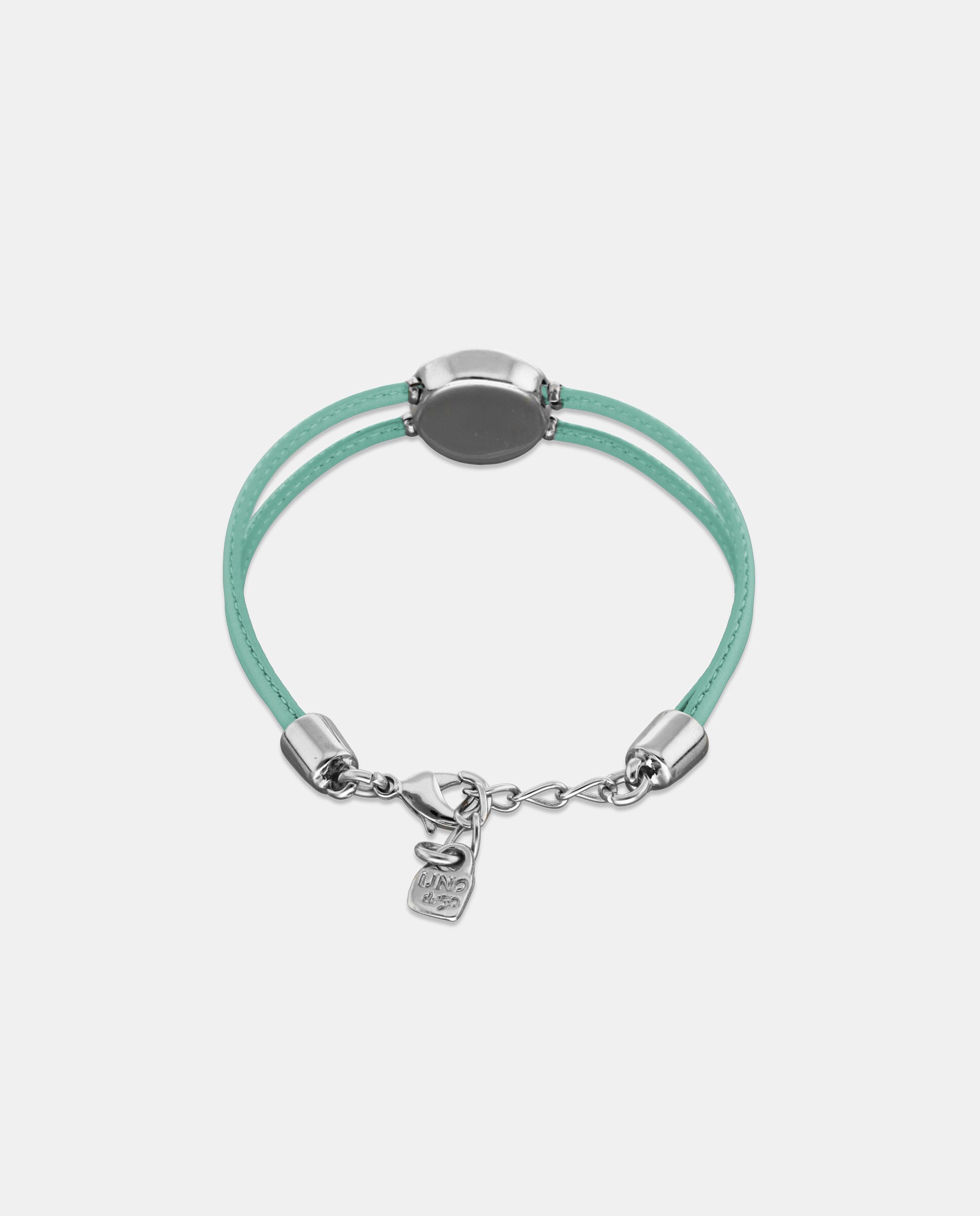 Pulseira de Couro Duplo com Detalhe de Olho Banhado a Prata e Cristal Prata-3