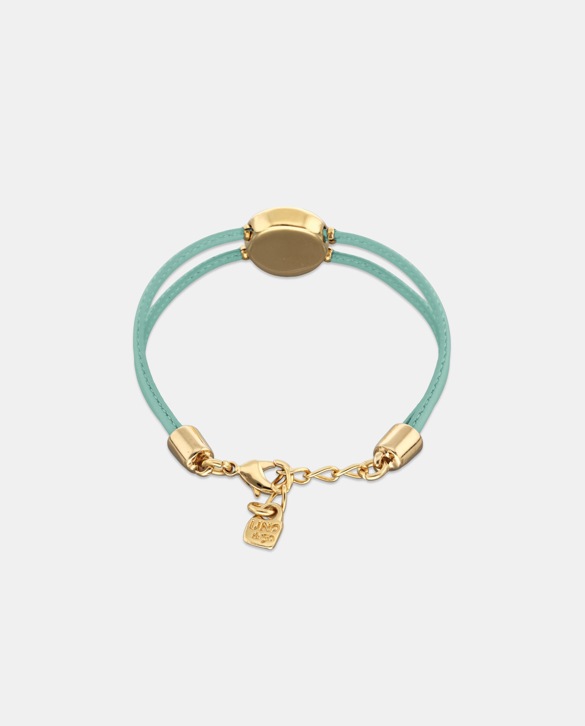 Pulseira de Couro Duplo com Detalhe de Olho Banhado a Ouro 18k e Cristal Ouro-2