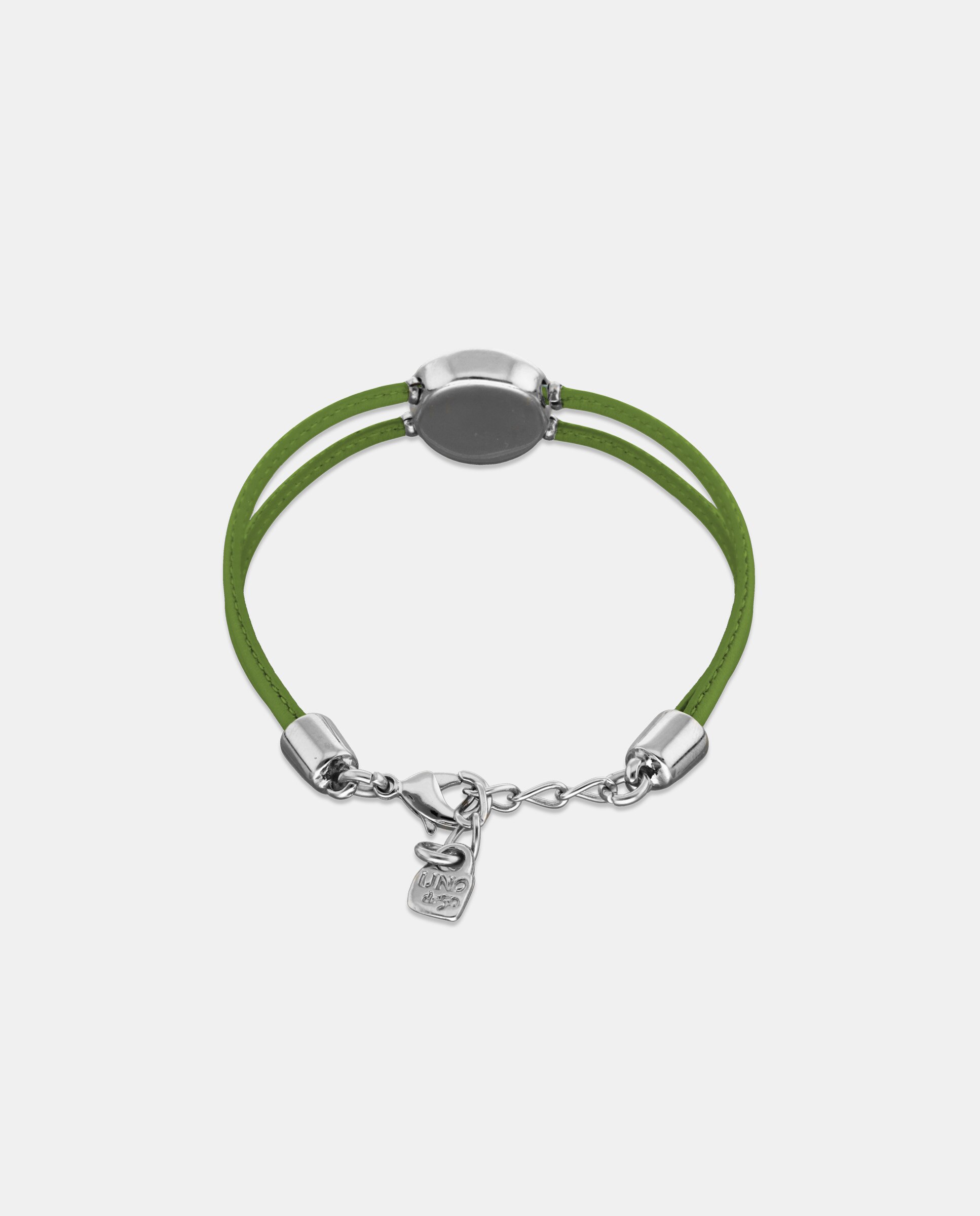 Pulseira de Couro Duplo com Detalhe de Olho em Prata e Cristal Prata-3