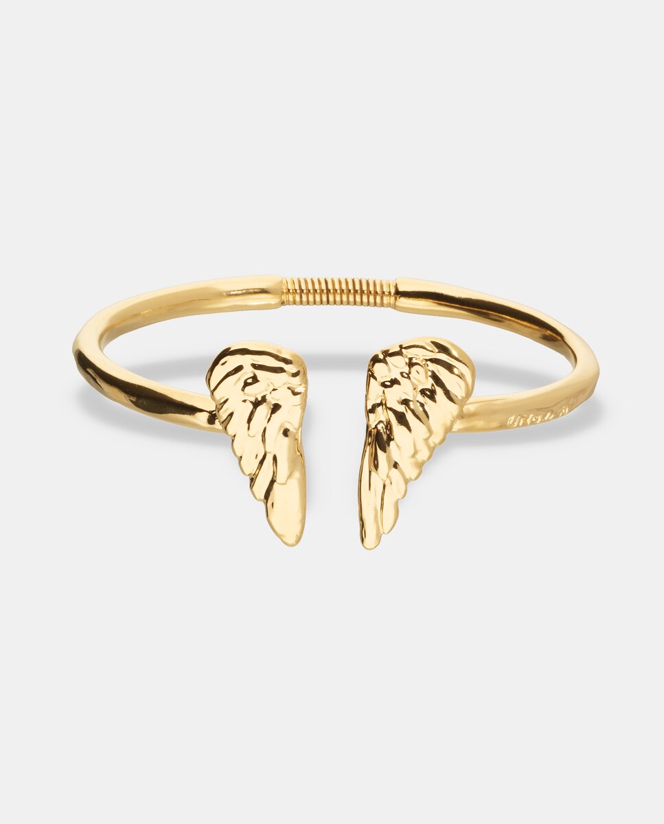 Pulseira Rígida Banhada a Ouro 18k com Detalhe de Asas nas Extremidades Ouro-1