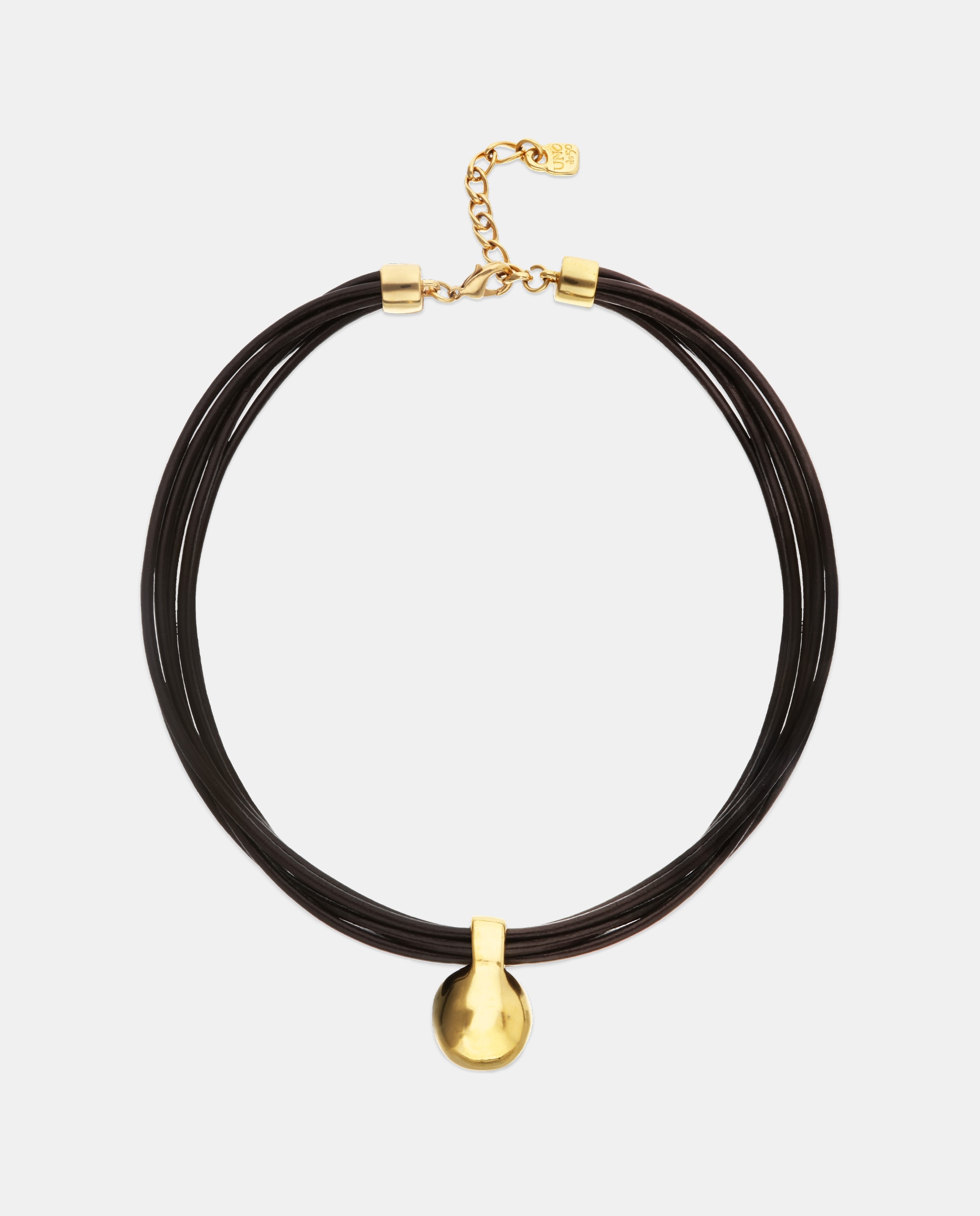 Imagem 0 de Colar de Couro com Esfera Grande Banhada em Ouro 18k