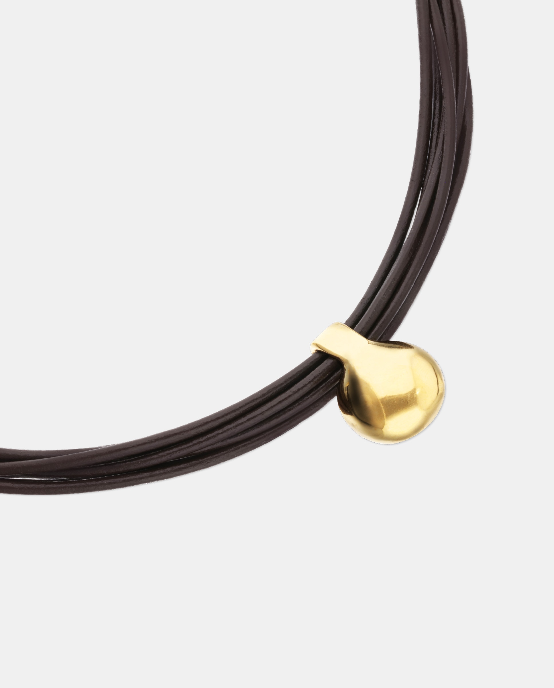 Colar de Couro com Esfera Grande Banhada em Ouro 18k Ouro-4