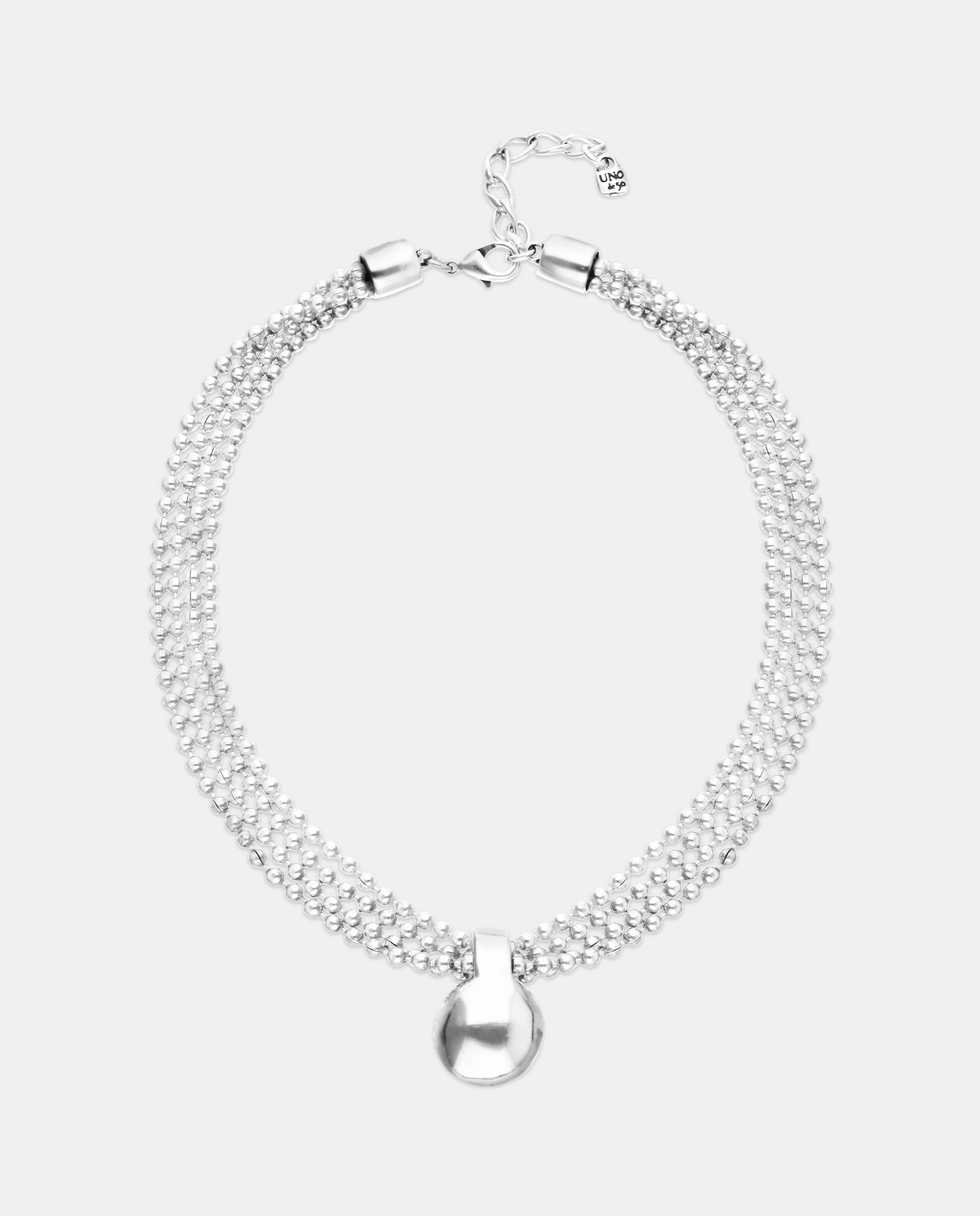 Imagem 0 de Colar com Fios Prateados e Esfera Grande Banhado em Prata de Lei