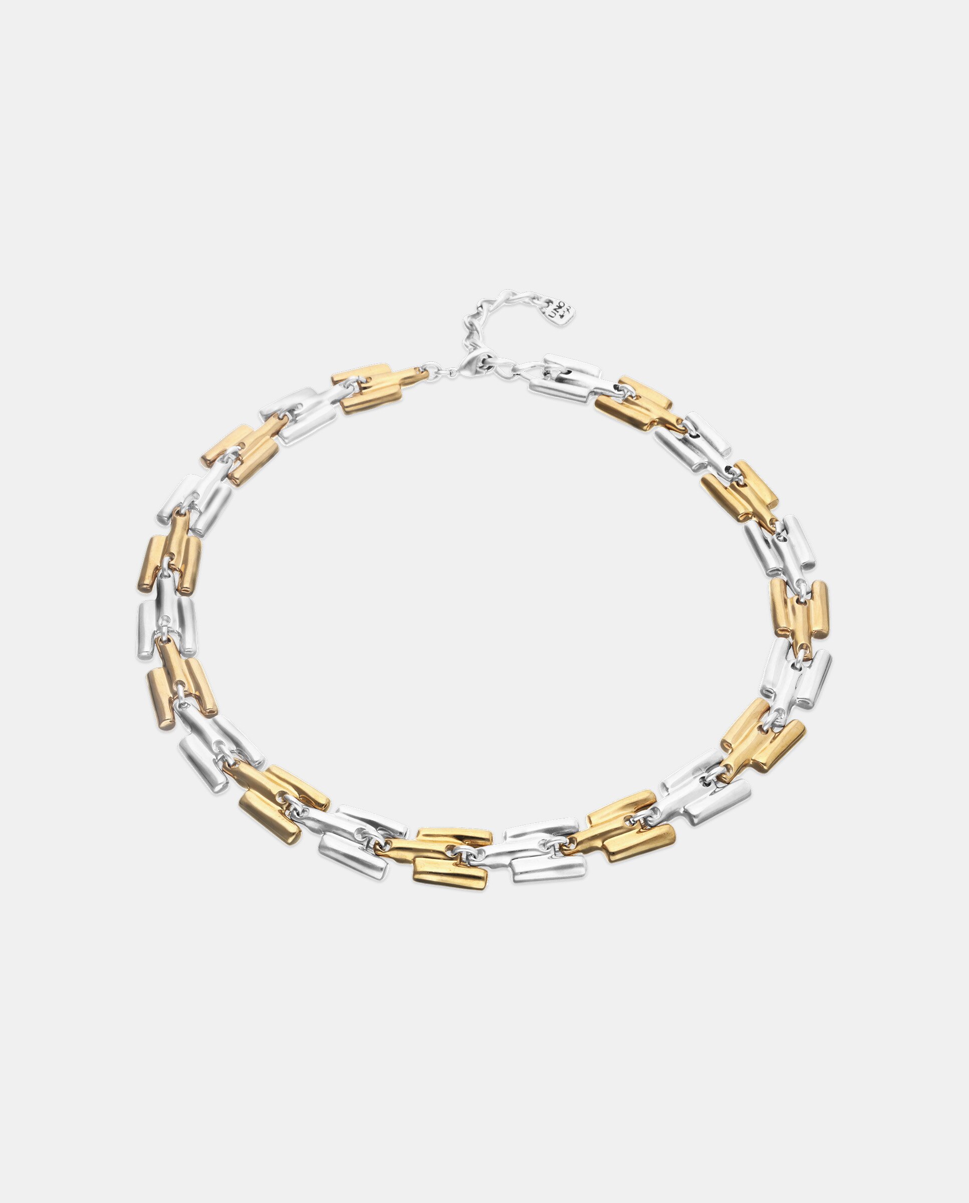 Colar Banhado em Metade Prata de Lei Metade Ouro 18k com Elos Ouro / Prata-3