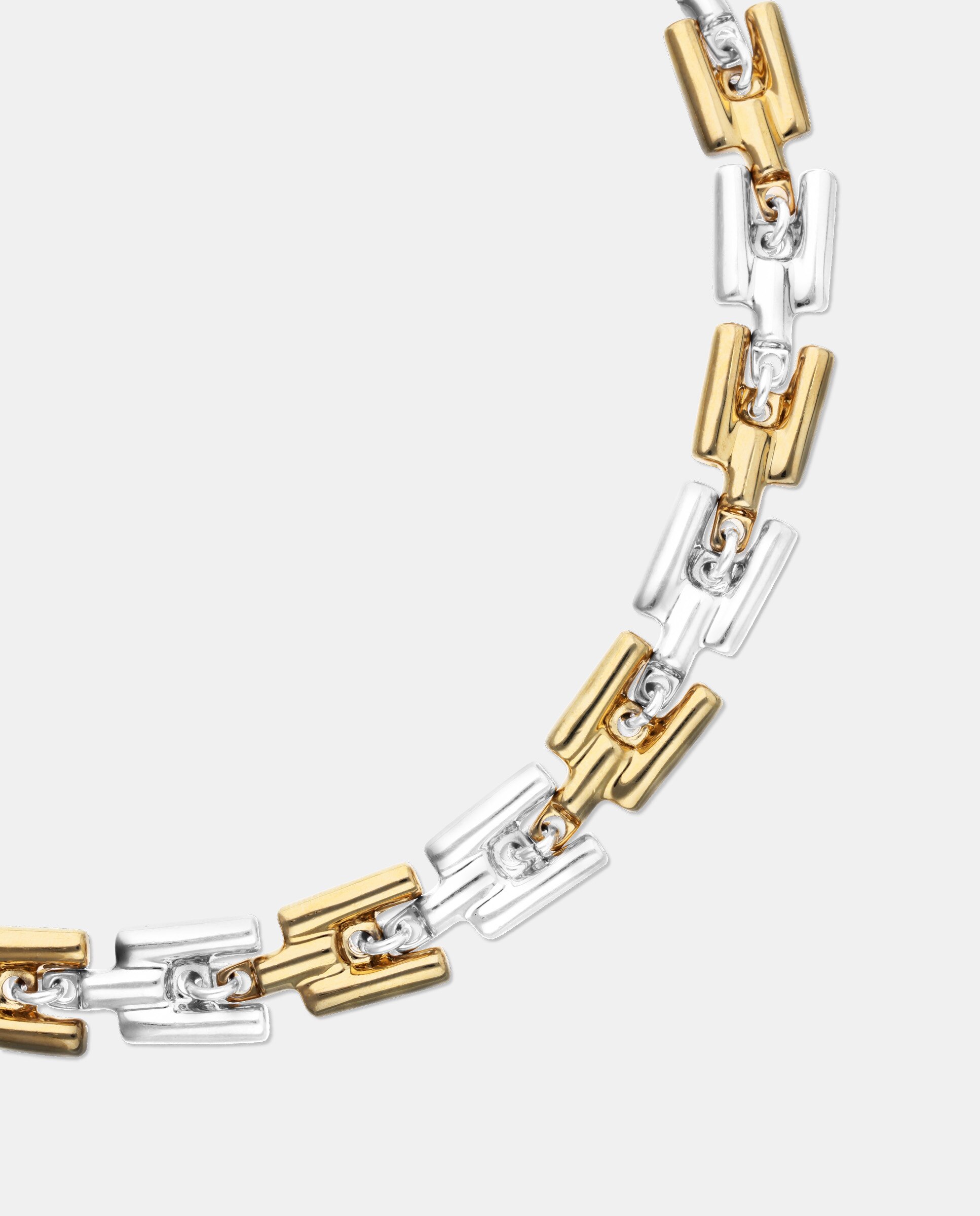 Colar Banhado em Metade Prata de Lei Metade Ouro 18k com Elos Ouro / Prata-4