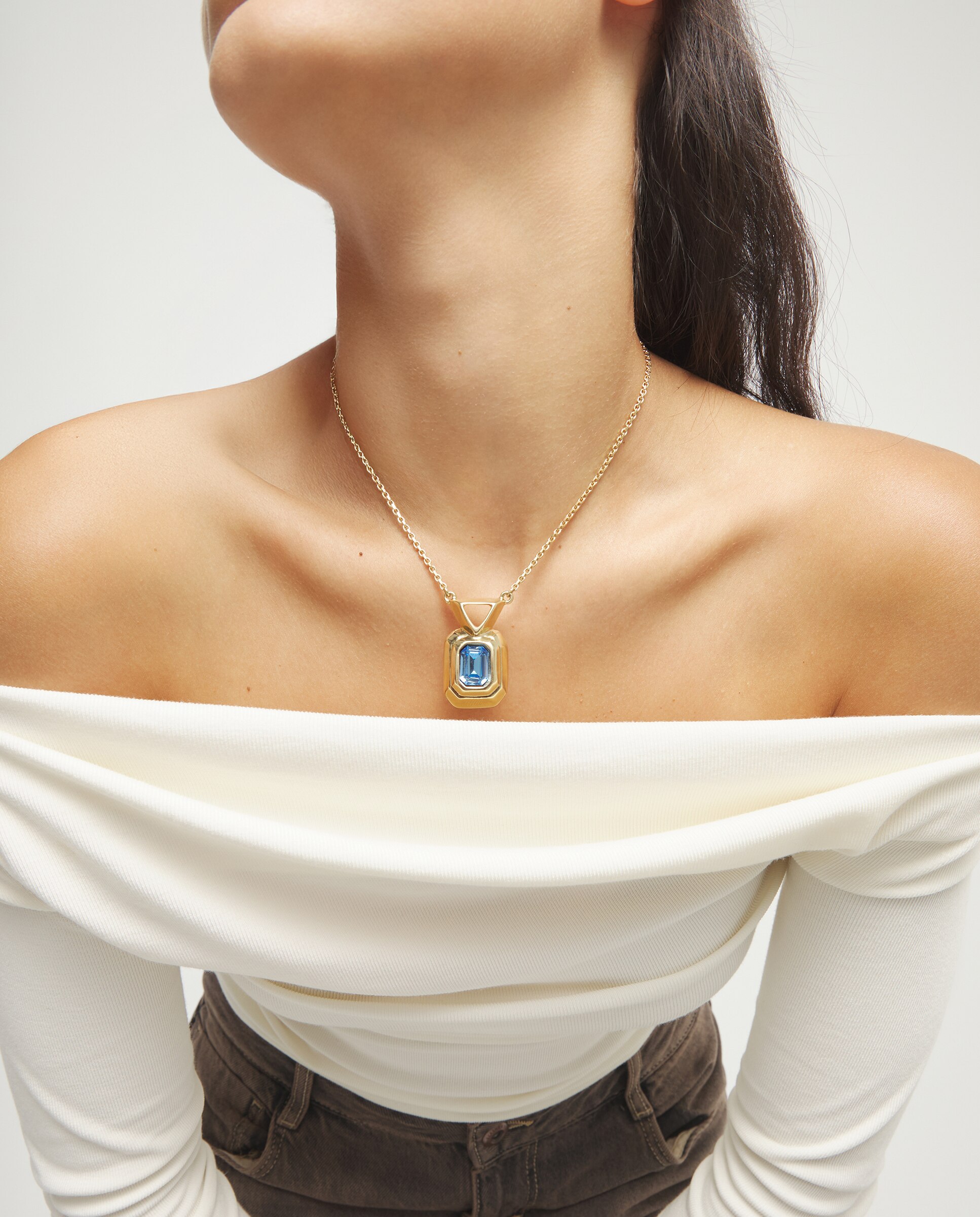 Colar Banhado a Ouro 18k com Cristal Facetado Ouro-5