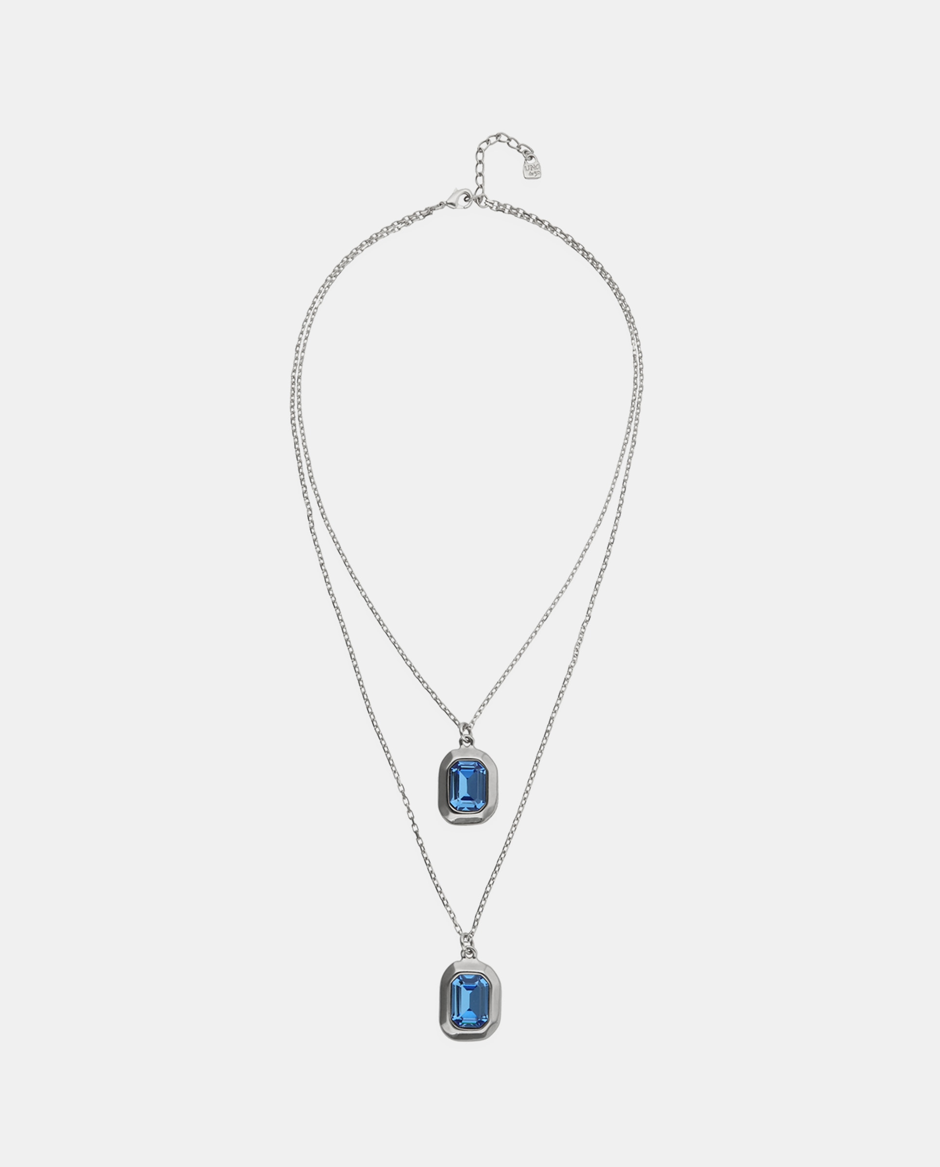 Imagem 0 de Colar Duplo Banhado em Prata de Lei com Cristal Facetado em Azul