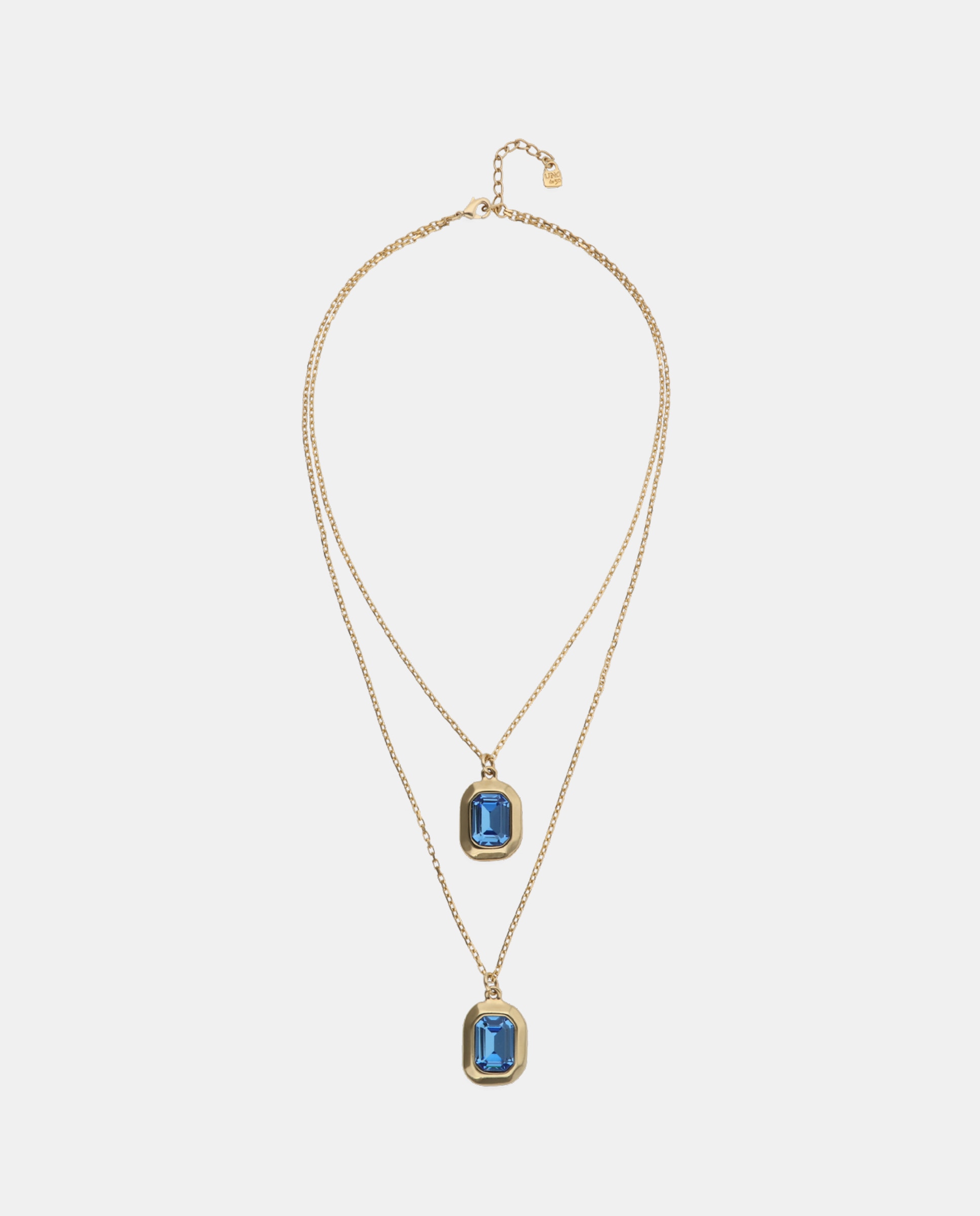 Imagem 0 de Colar Duplo Banhado a Ouro 18k com Cristal Facetado em Azul