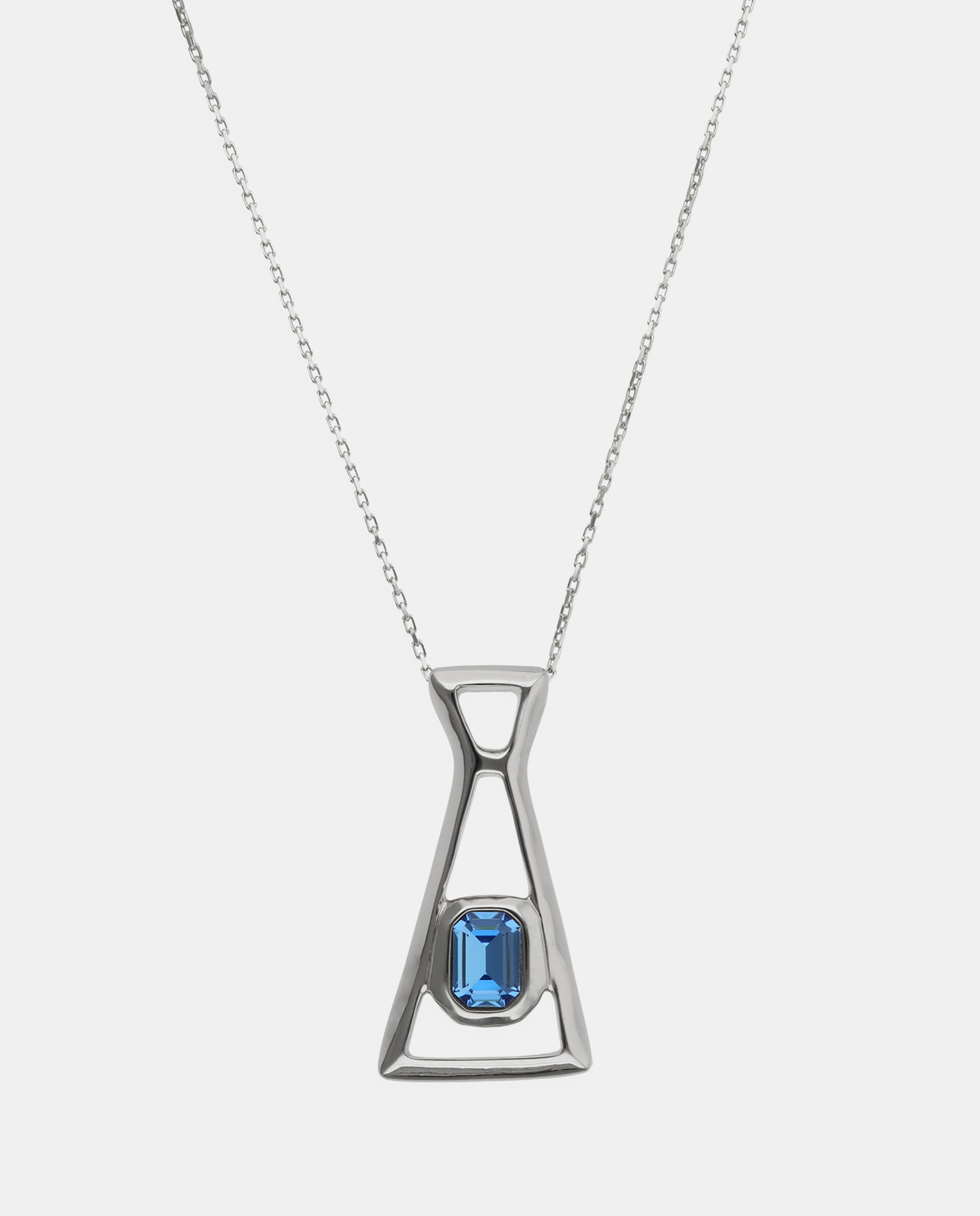 Imagem 0 de Colar Comprido Banhado em Prata de Lei com Cristal Facetado Azul