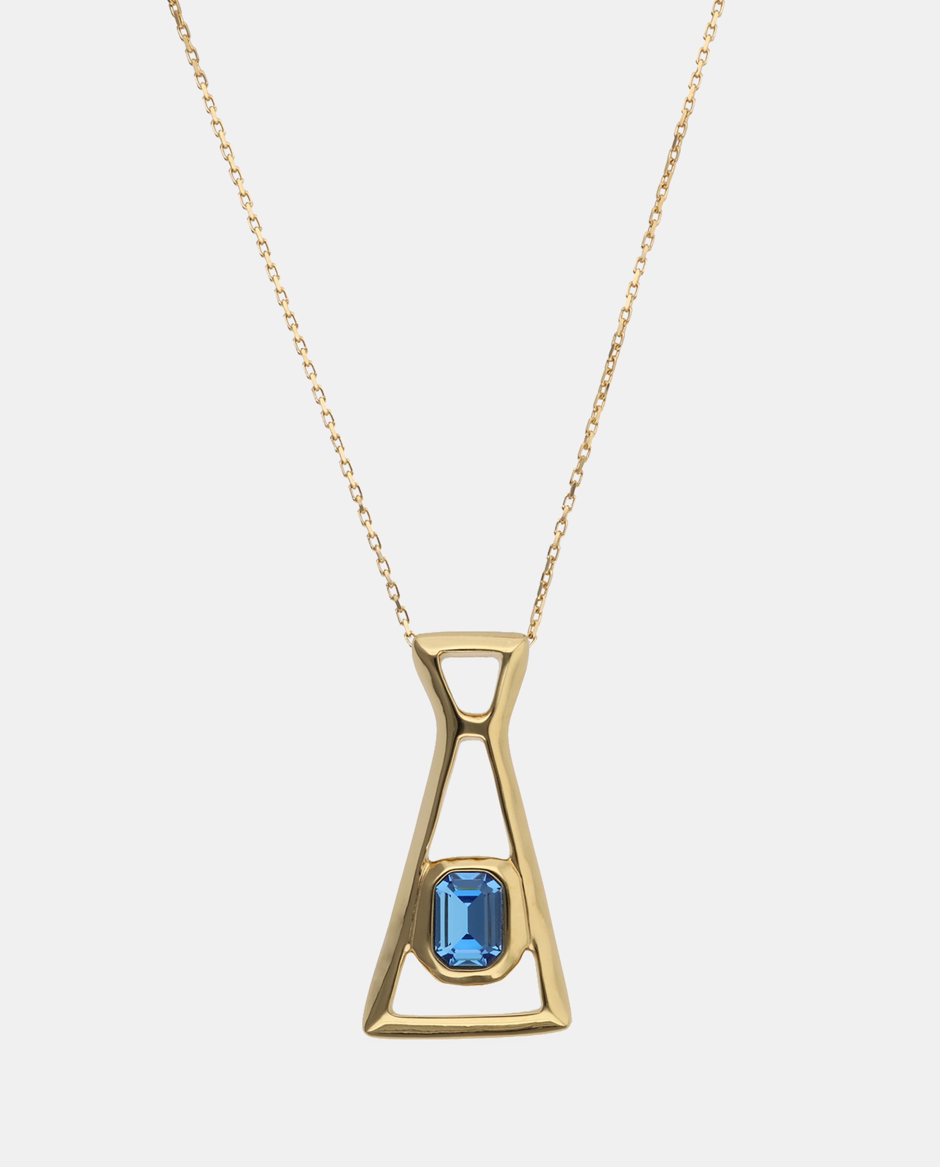 Imagem 0 de Colar Comprido Banhado a Ouro 18k com Cristal Facetado Azul