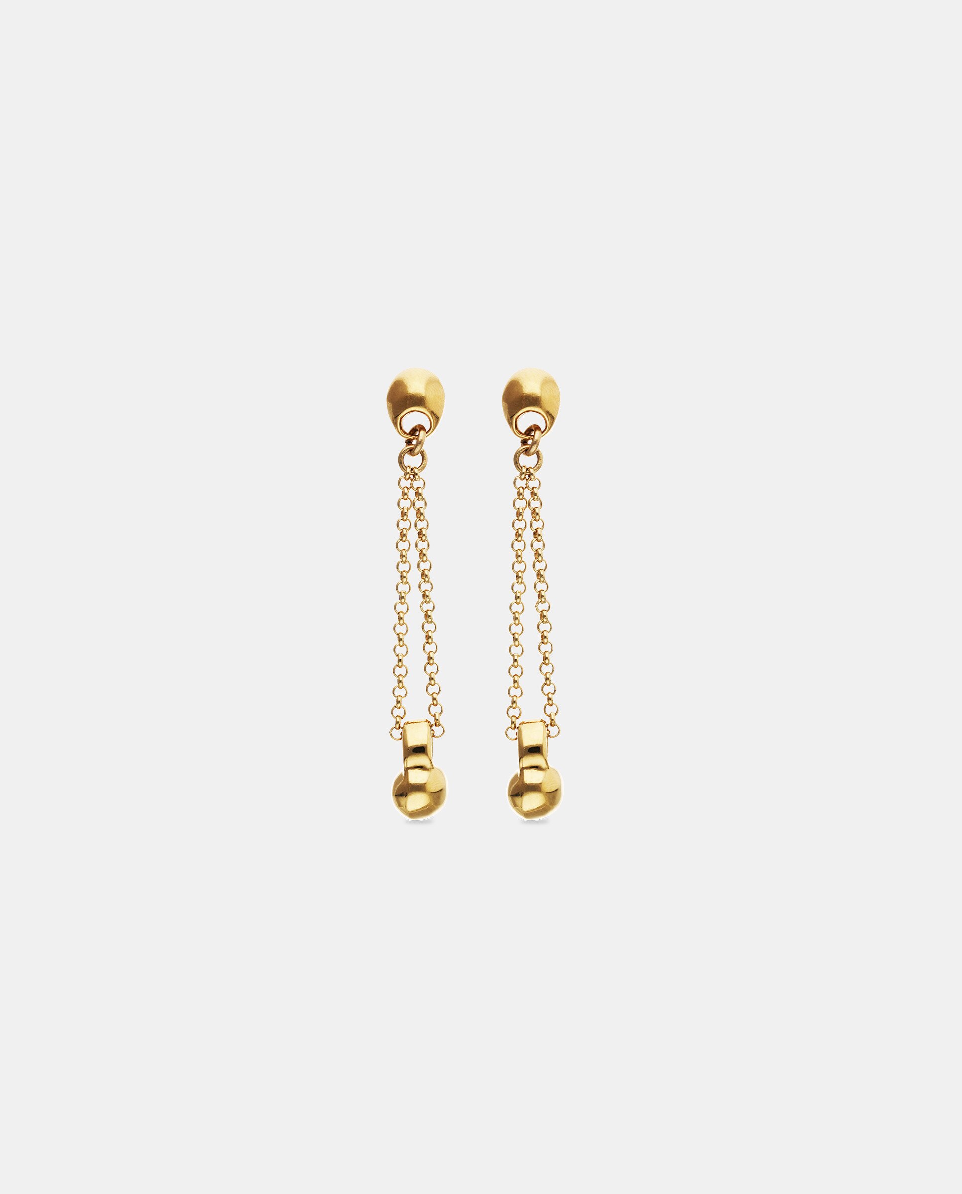 Brincos Banhados a Ouro 18k com Corrente e Detalhe de Esfera Ouro-3